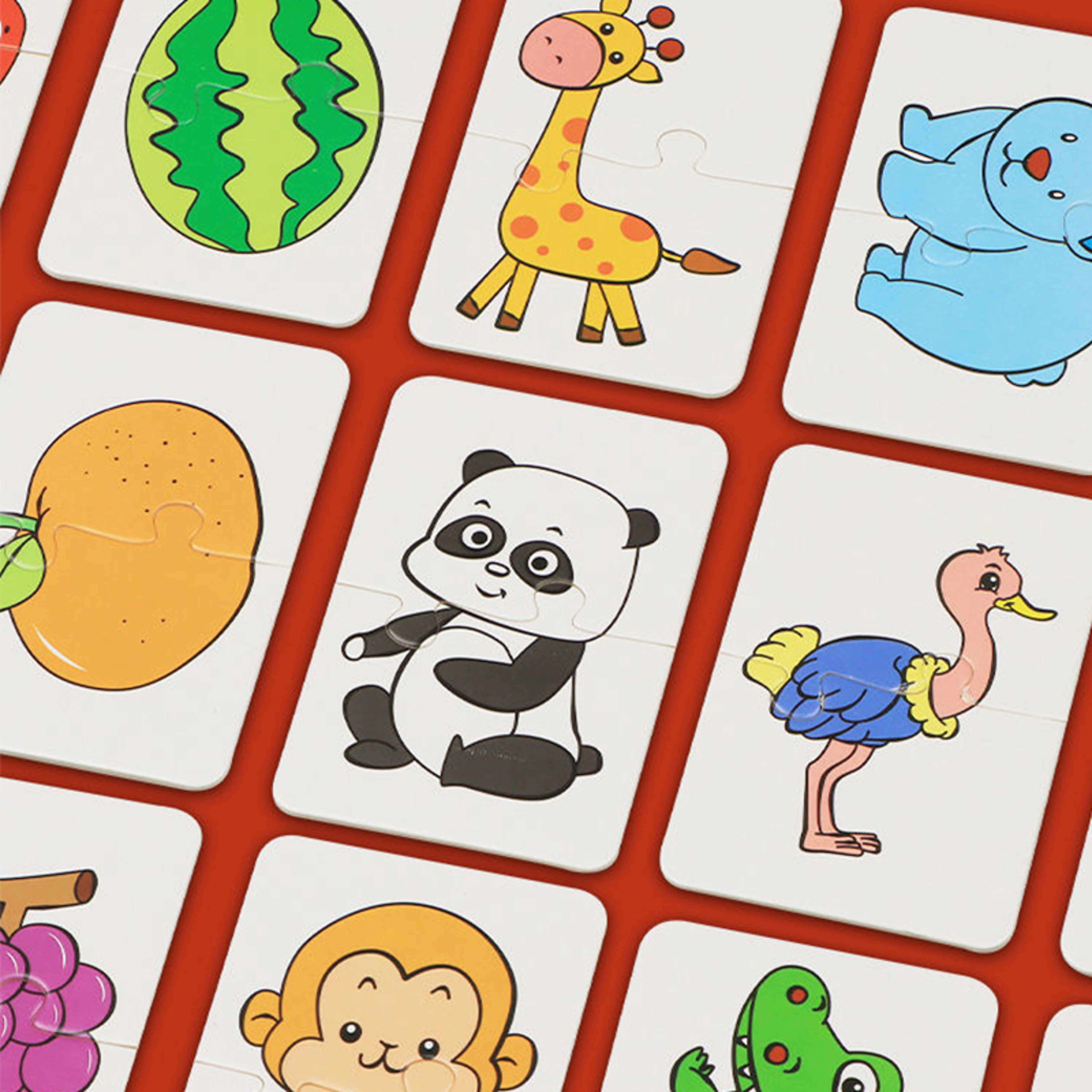 Educational Puzzle Toy For Kids Matching Card Game Baby Cognitive Fruit Animal Learning Montessori  8