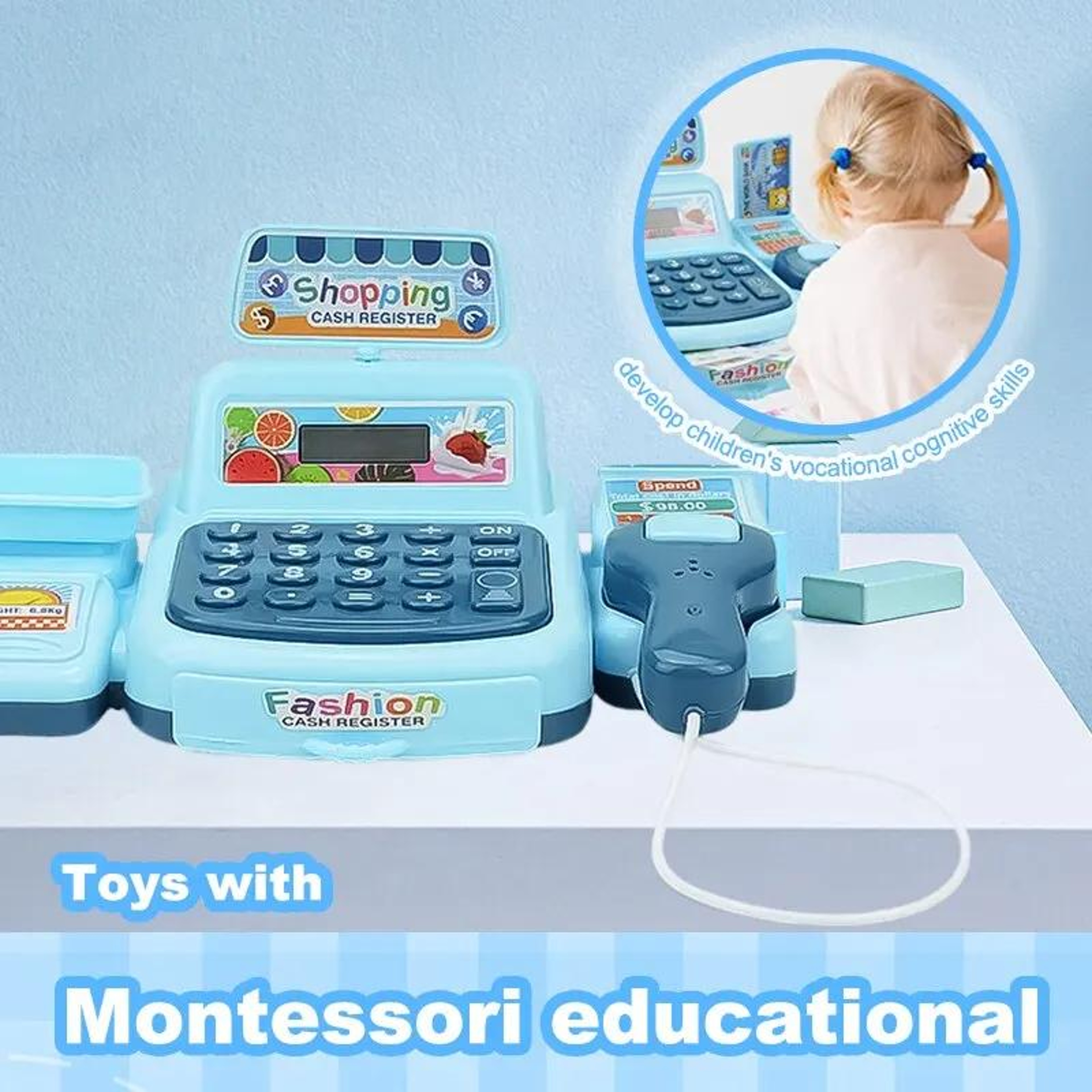 Realistic Checkout Counter Simulated Cash Register Toys Playhouse Roleplay Education Shopping Model 1