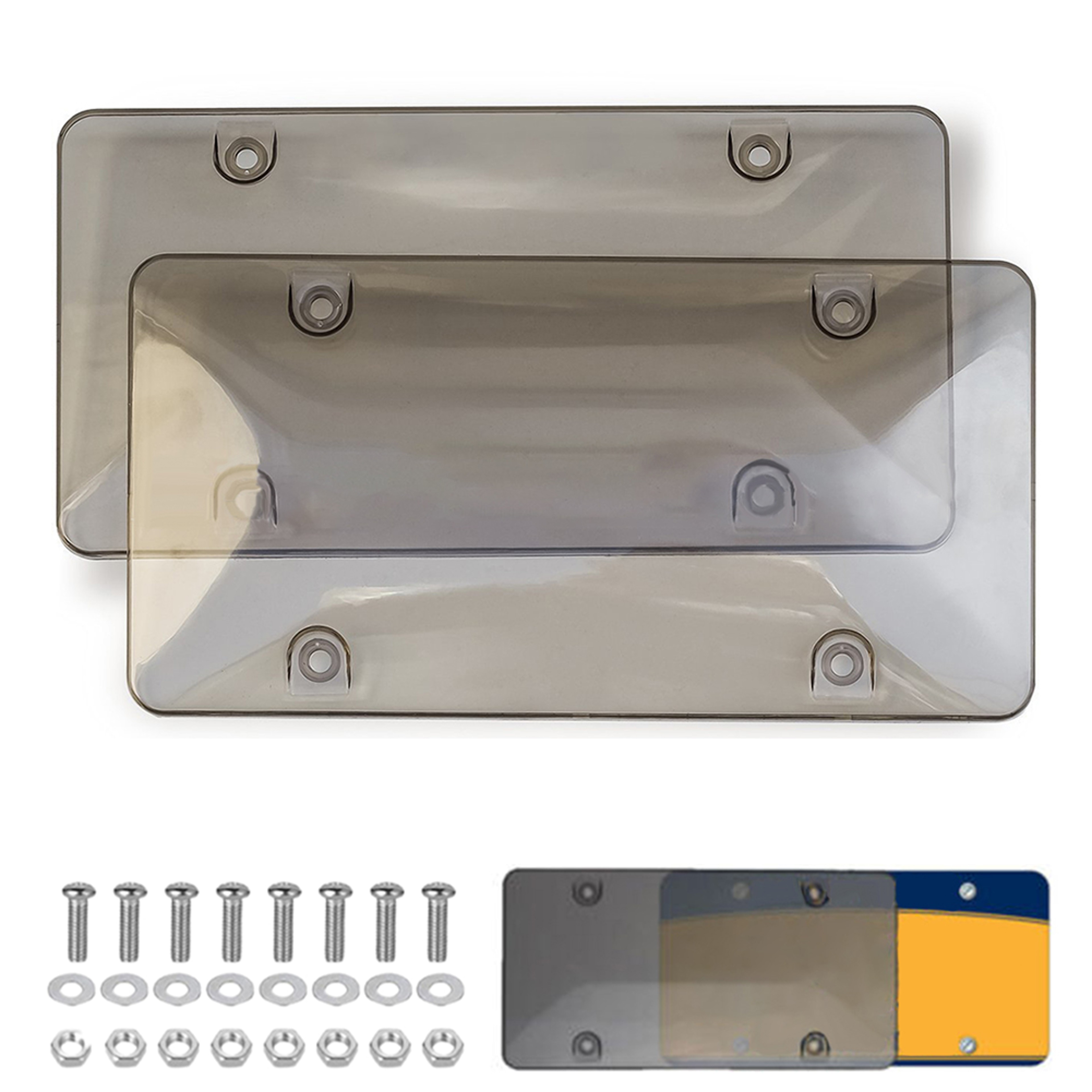 ABS Car License Plate Cover Tinted Tag Shield Protector For Vehicle Exterior 0