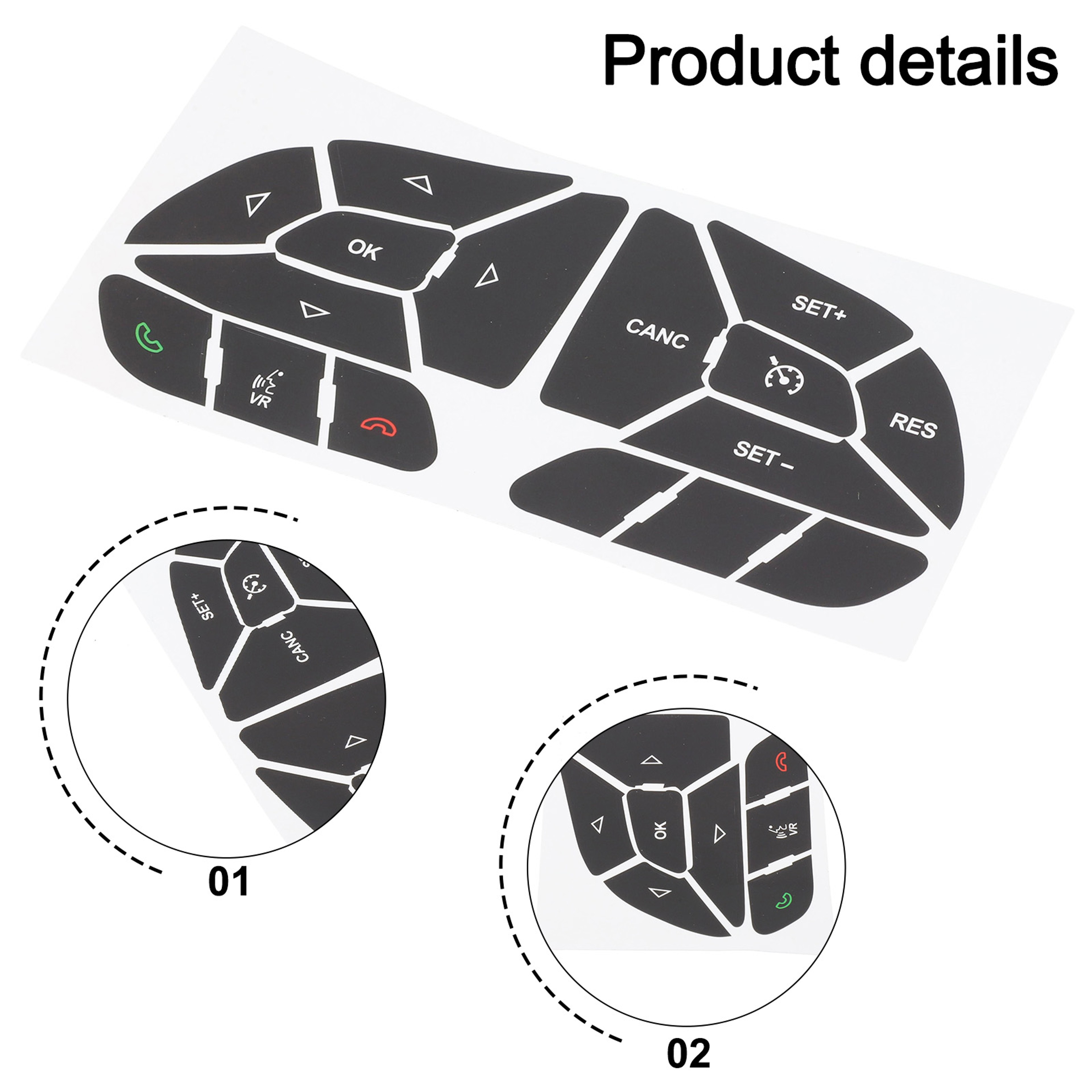 Button Repair Decals For Car Steering Wheel Automotive Interior Stickers Accessories 2