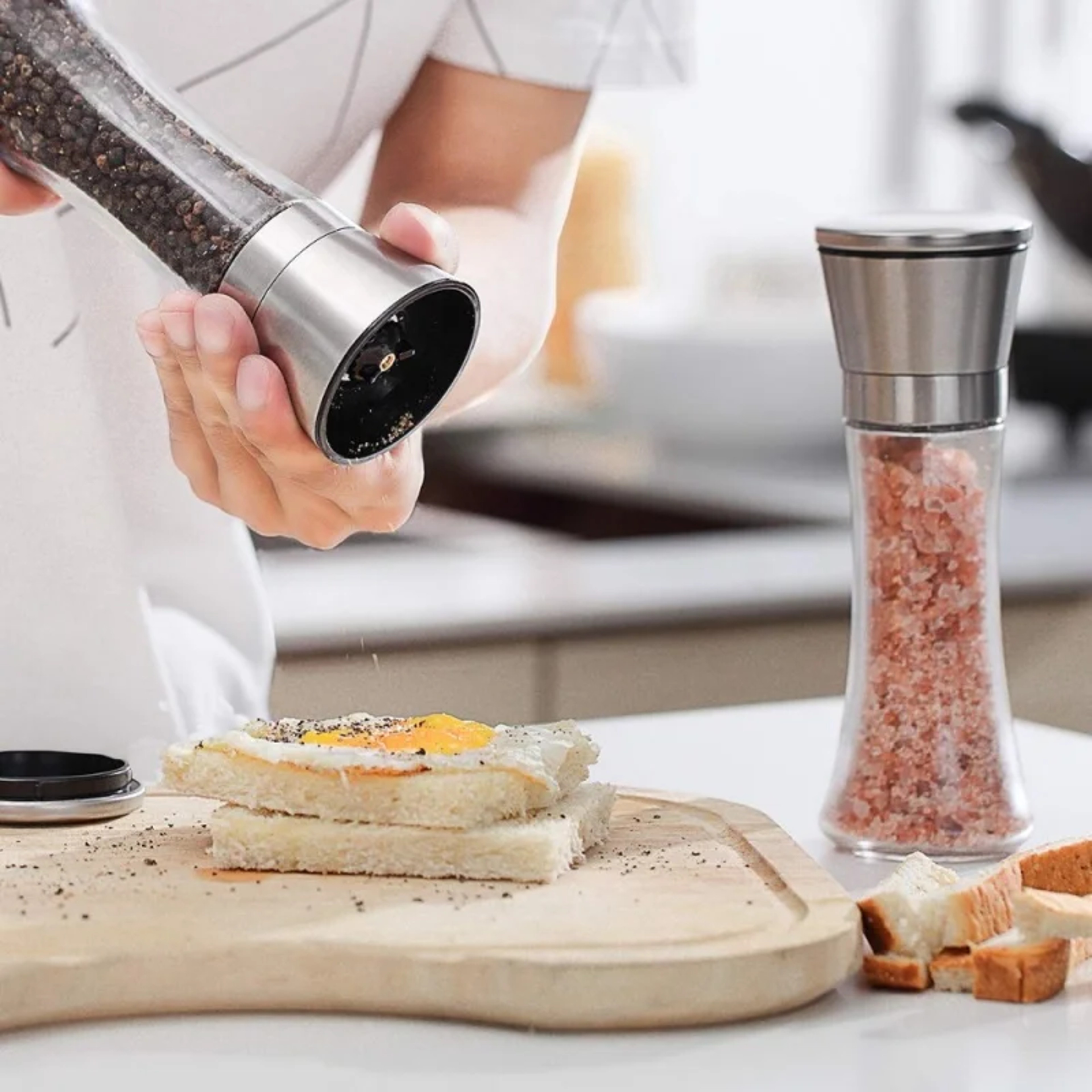 Stainless Steel Glass Pepper Grinder Salt And Pepper Mill Manual Spice Grinder For Kitchen Gadgets 1