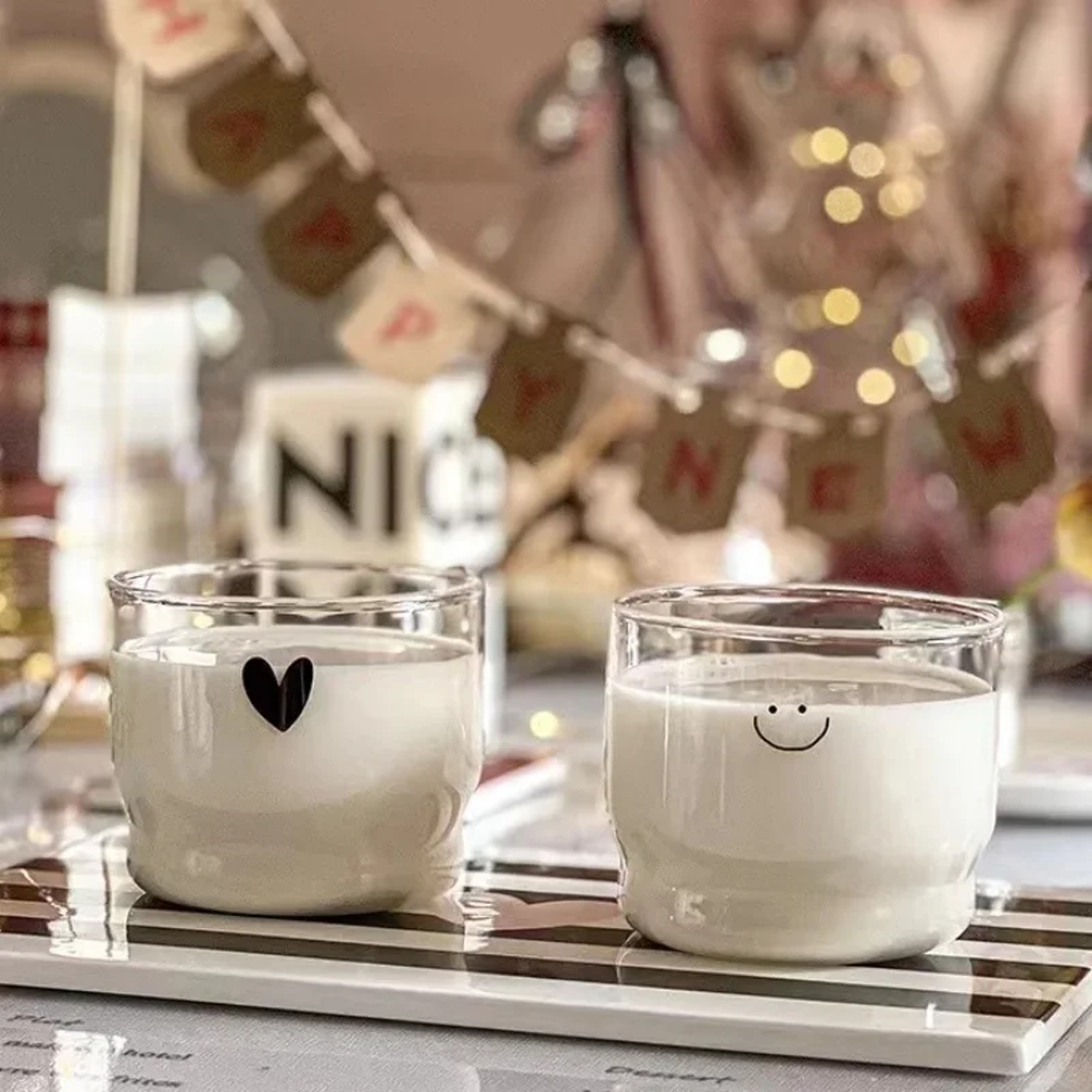 Happy Heart Glass Mug Transparent Heat Resistant Tea Coffee  Milk Cups 0