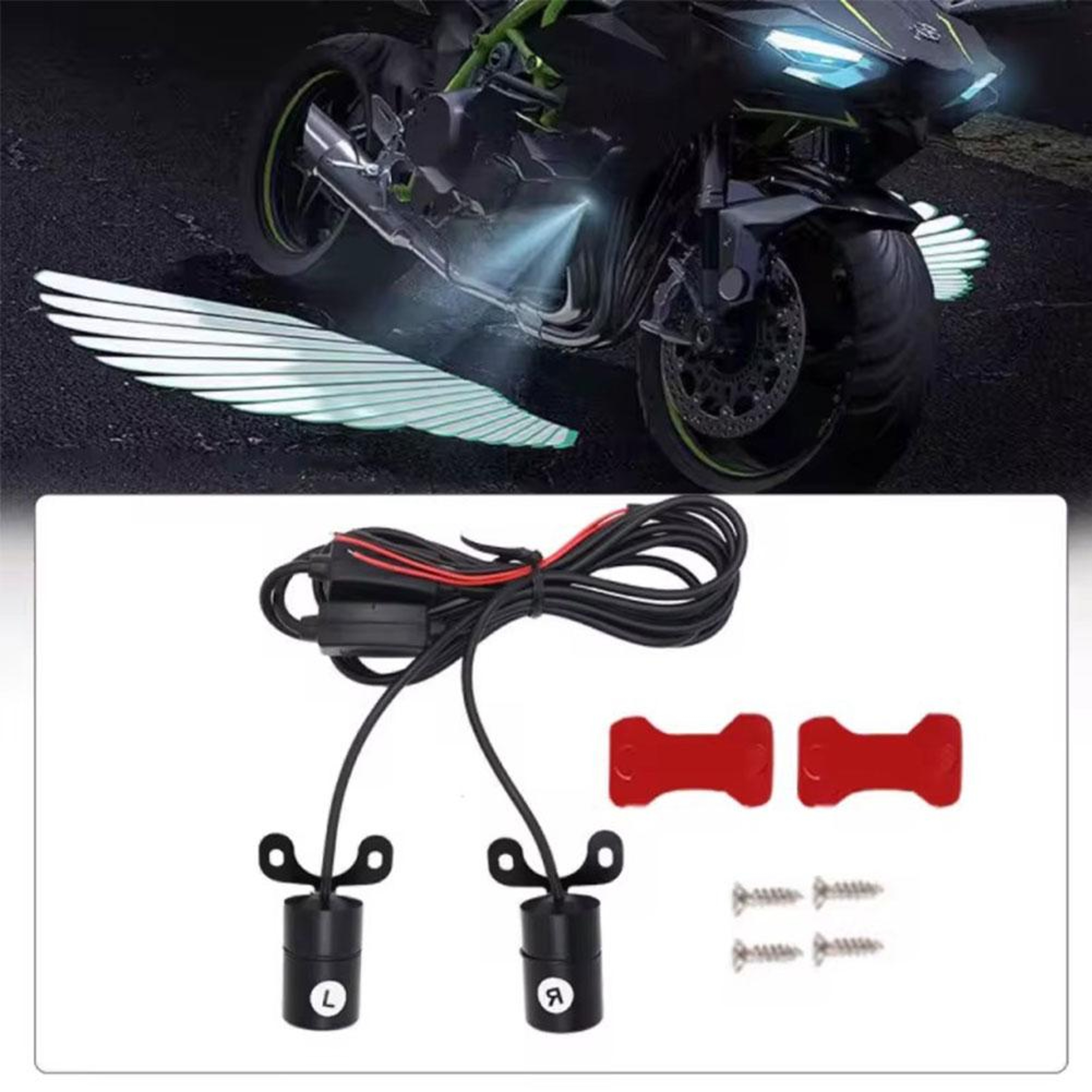 Motorcycle LED Underbody Light Projector  Ghost Angel Wings Lights For Motorcycles ATV And More 1