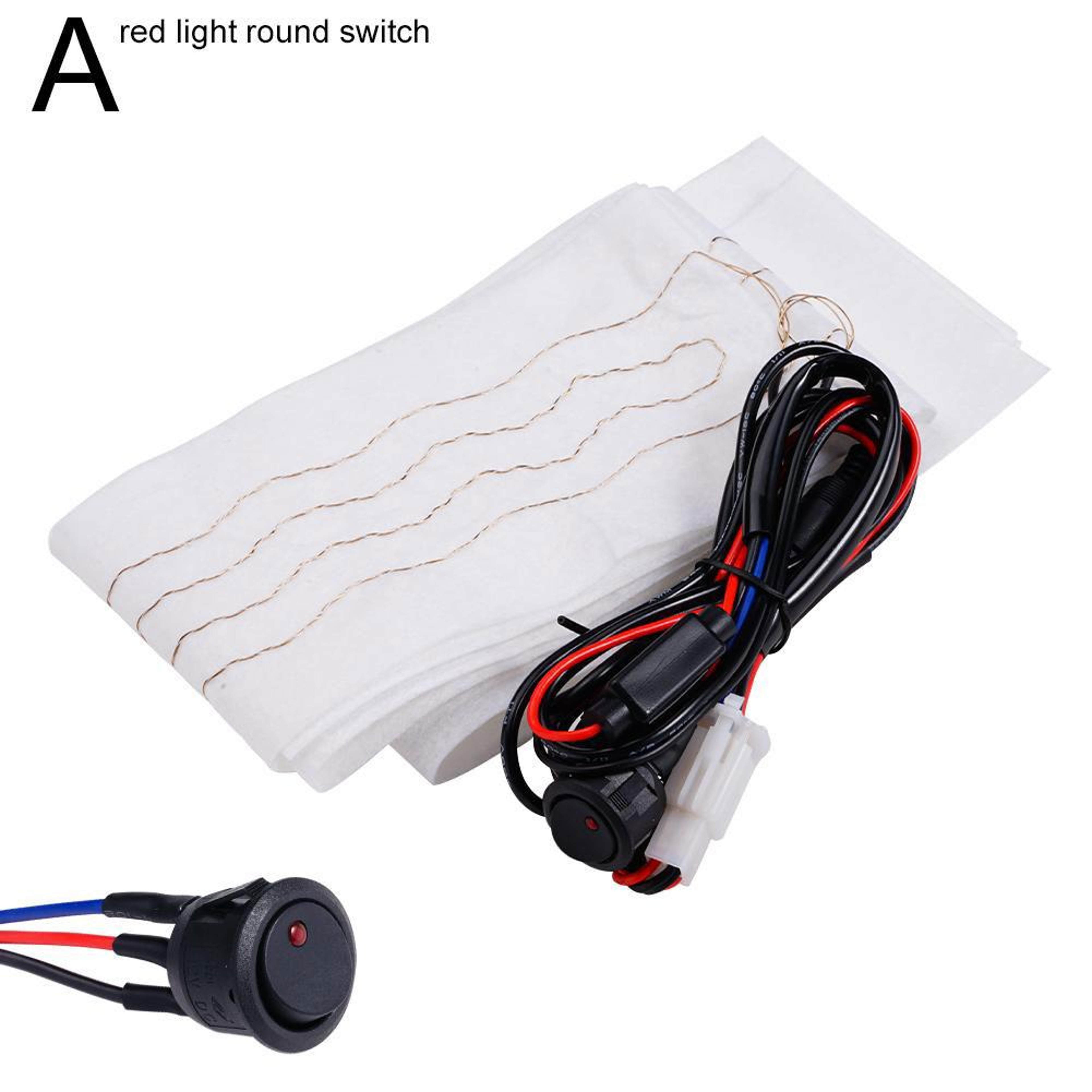 Car Steering Wheel Heater Kit  Red LED Carbon Fiber Heating Pad With Wire Harness For Comfortable W 2
