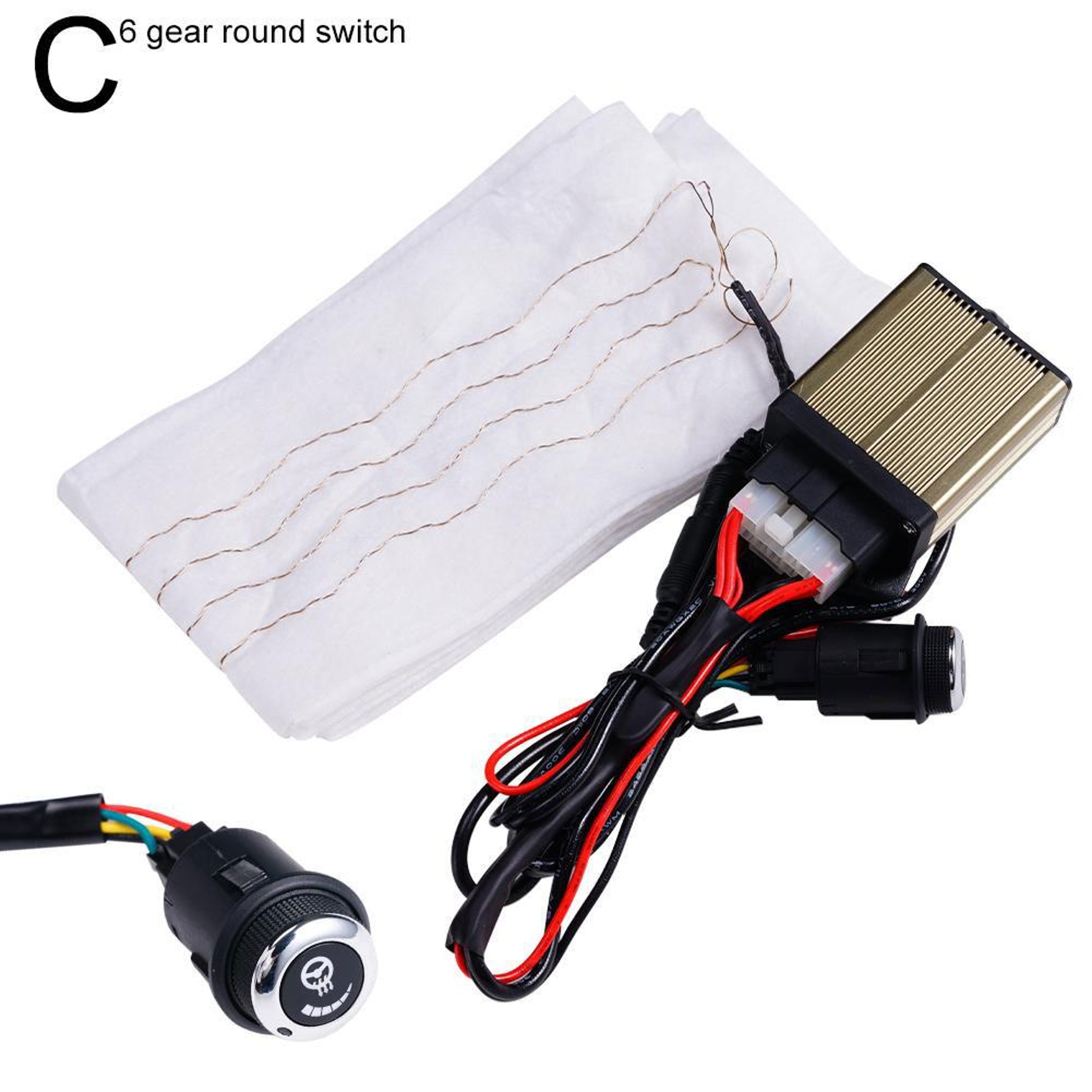 Car Steering Wheel Heater Kit  Red LED Carbon Fiber Heating Pad With Wire Harness For Comfortable W 3