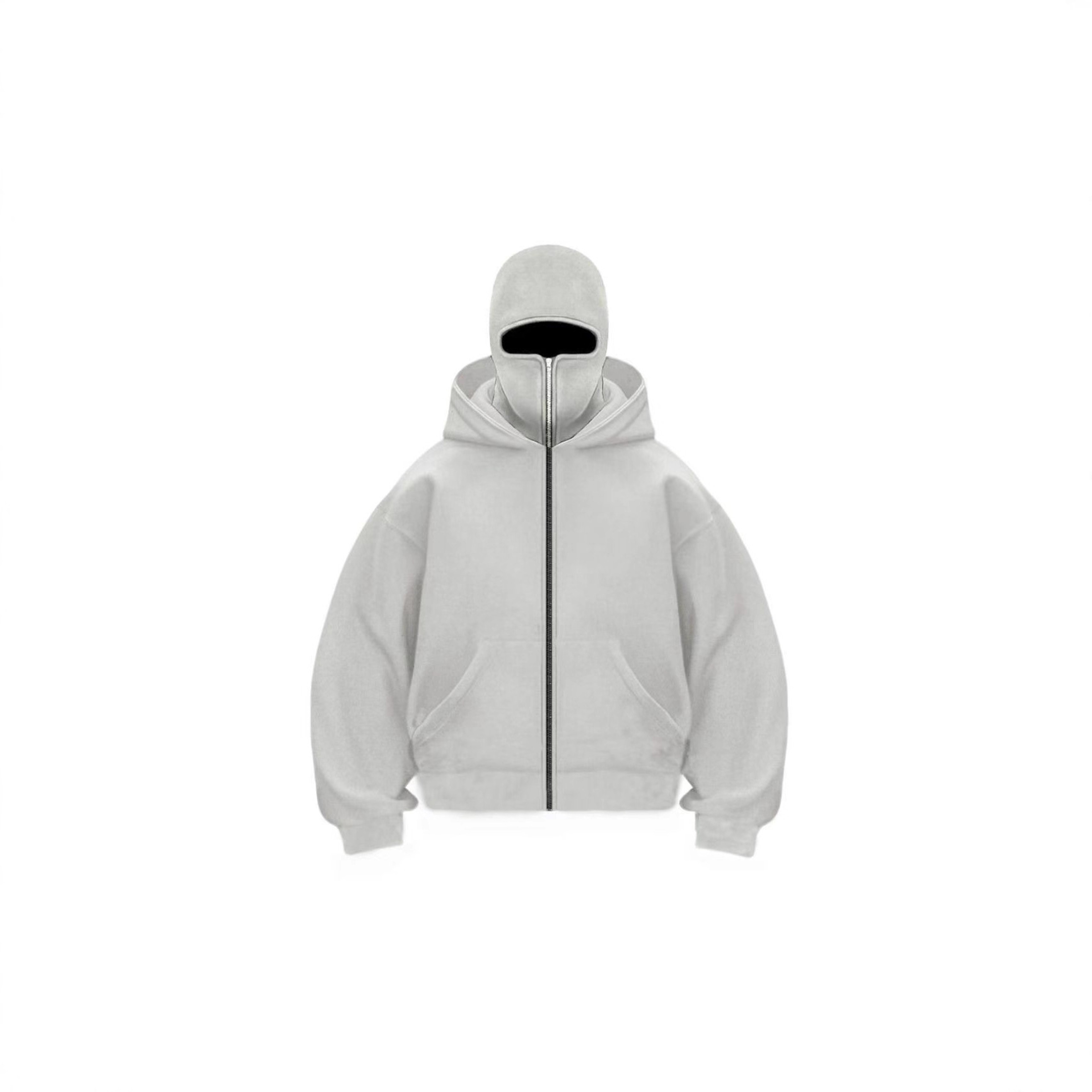 Men Balaclava Hoodie Double Hooded Sweatshirt With Zipper Mask For Gothic Y2K Streetwear 2