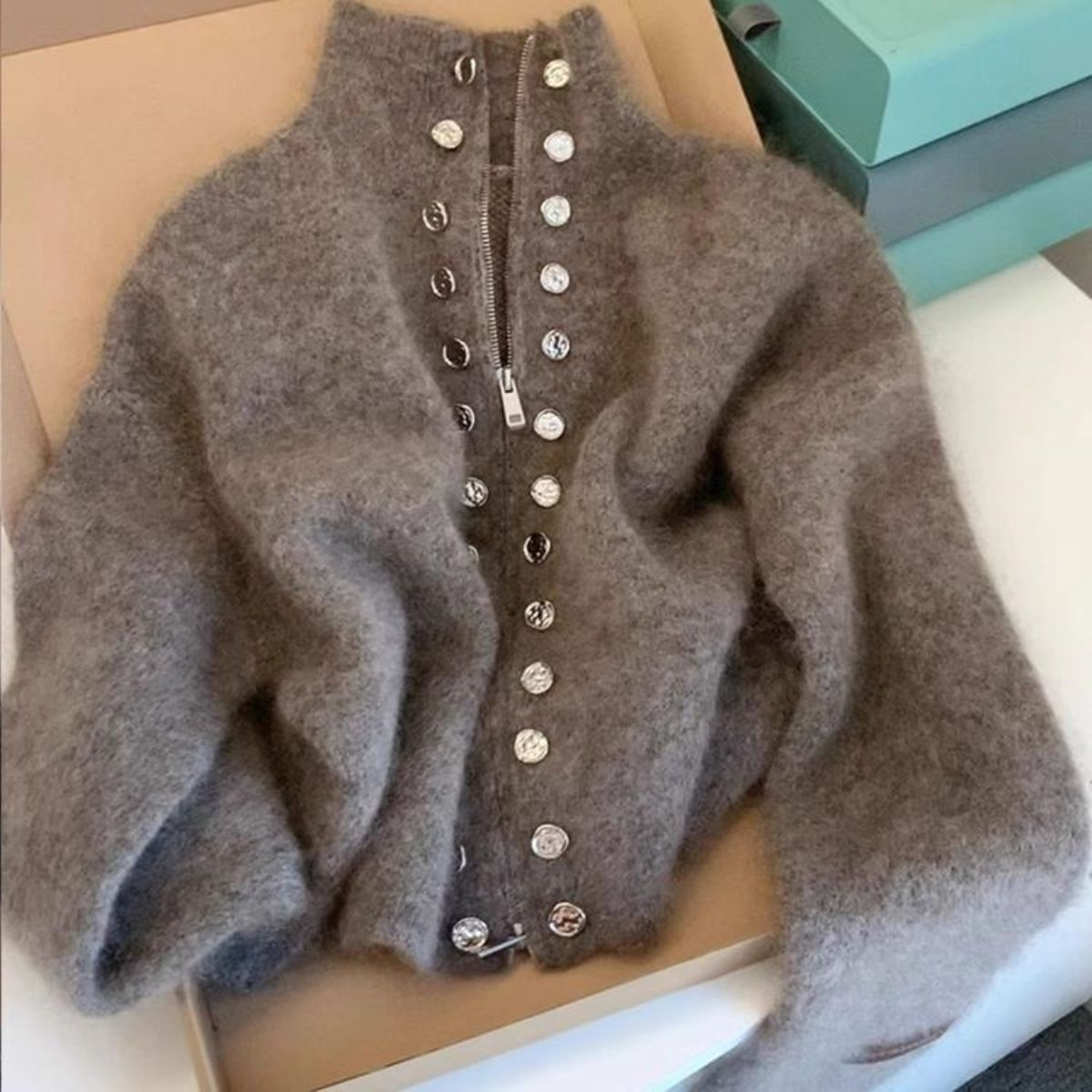 Thickened Stand Collar Knitted Sweater Coat  Cozy AutumnWinter Outerwear For Women  Casual  Elegant 0