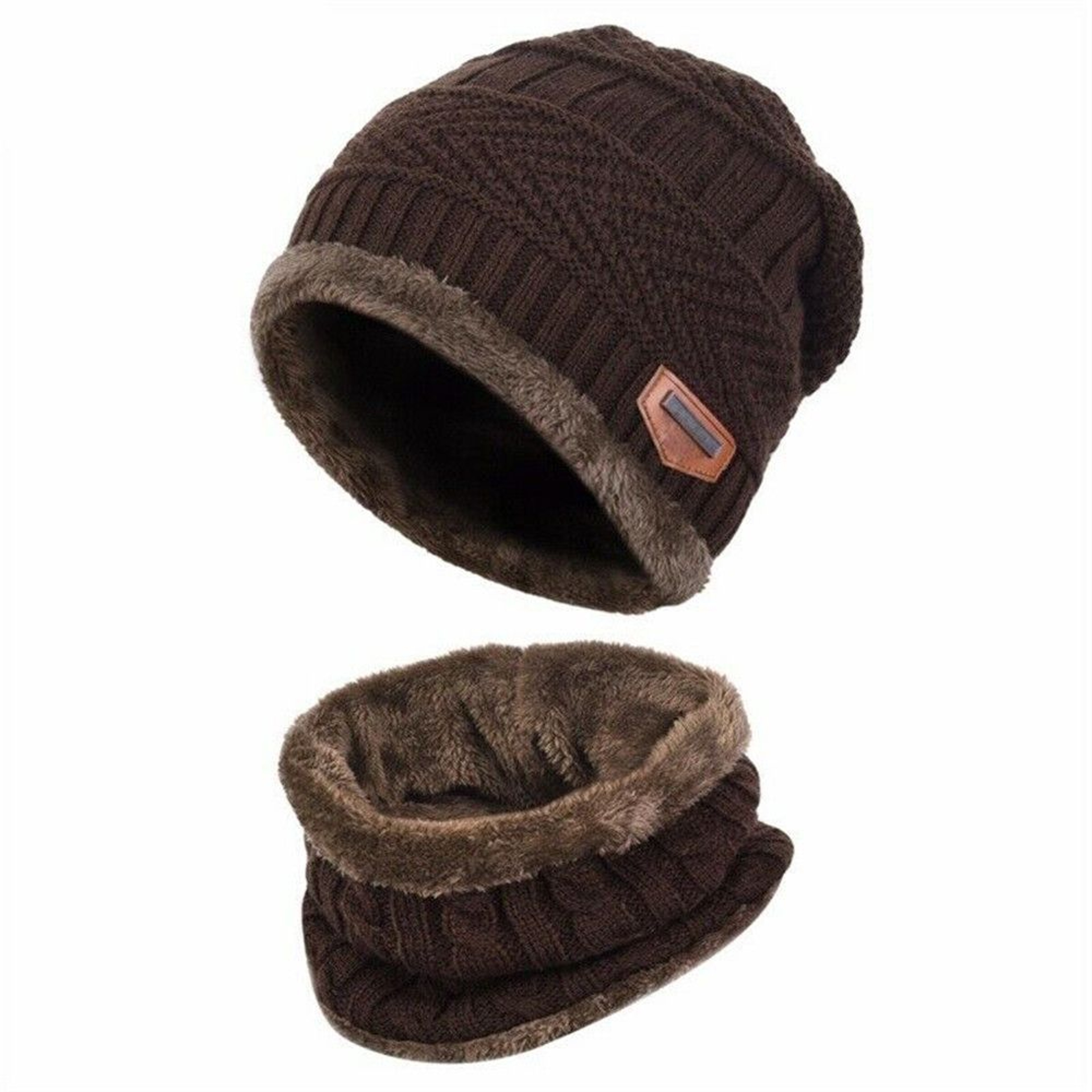 Kids Winter Neck Scarf And Beanie Set  Warm Fleece Knitted Ski Cap And Scarf For Boys And Girls 2