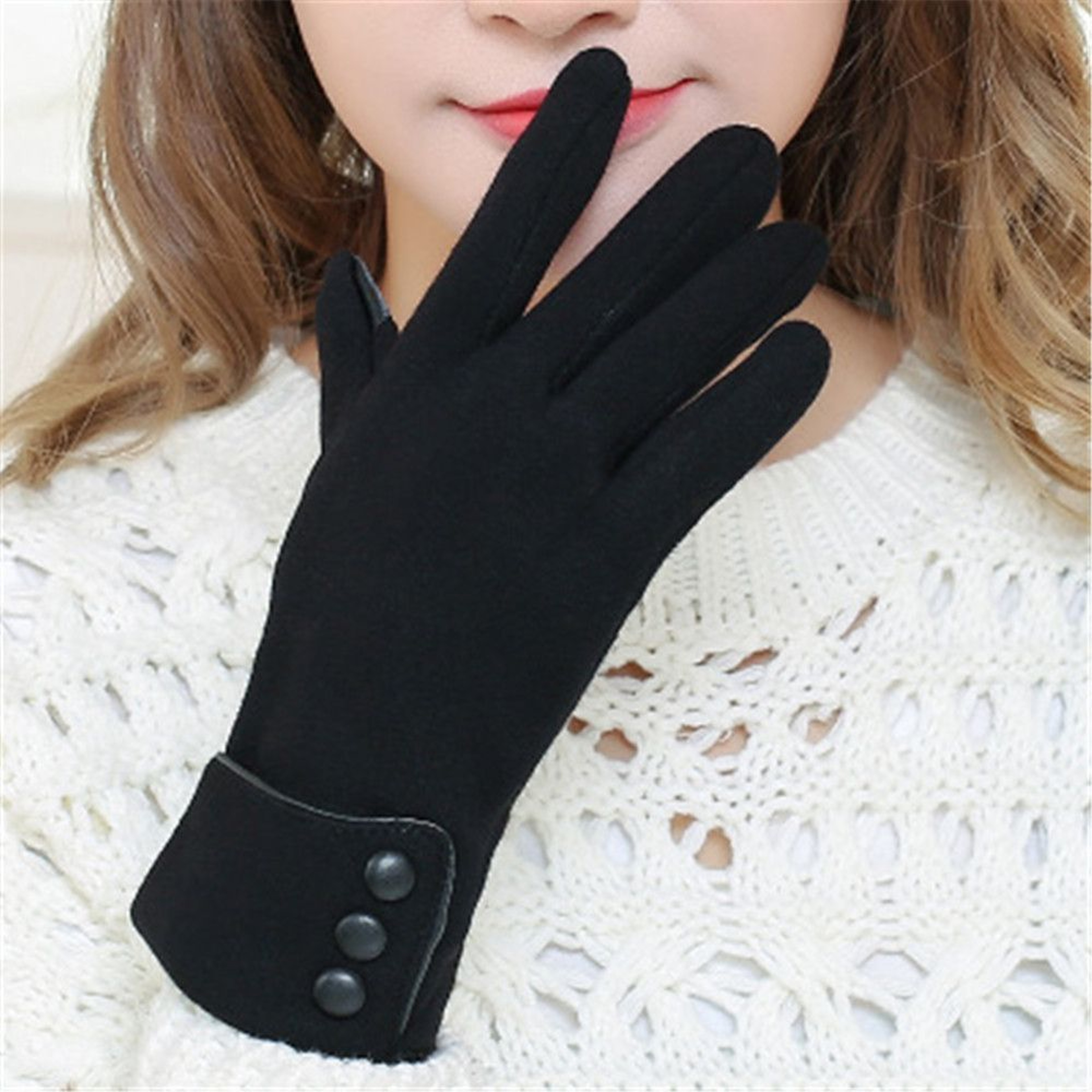 Fashion Women Touch Screen Gloves Winter Furry Warm Mitts For Outdoor Sports  Cycling 1