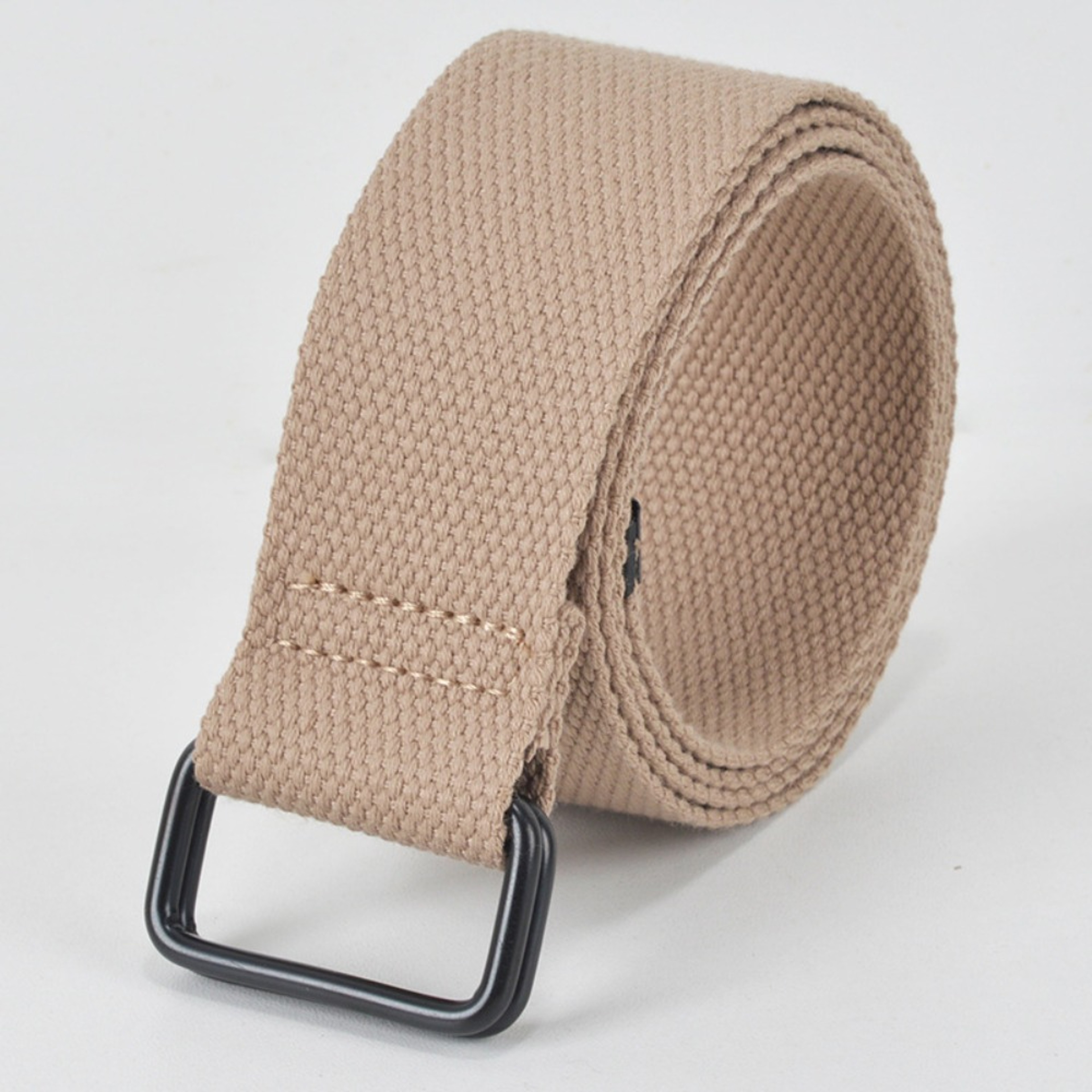 Double Ring Buckle Canvas Belt For Men  Casual Cotton Fabric Free Punch Design 2