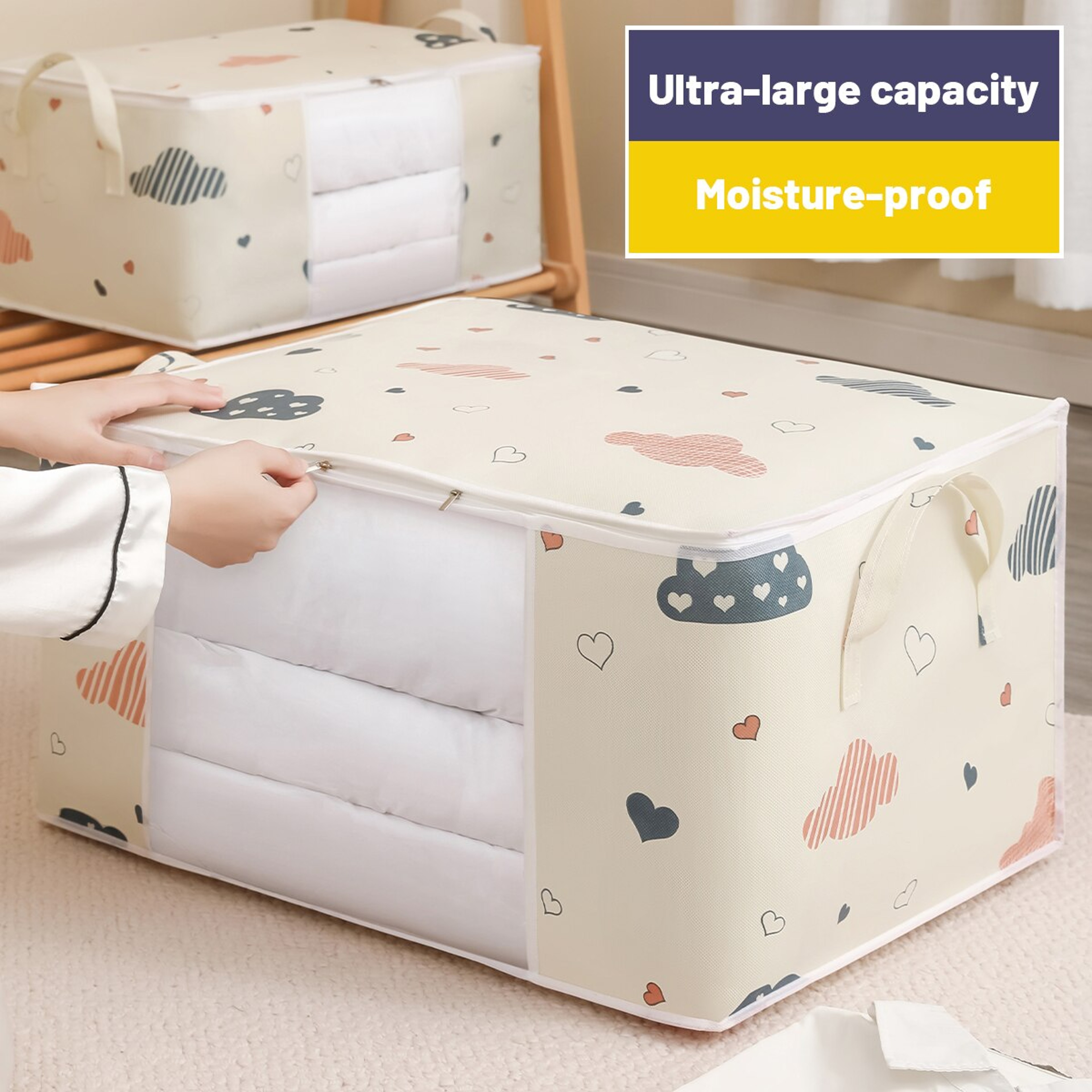 Large Capacity Foldable Clothes Storage Bag With Reinforced Handle And Sturdy Zipper For Bedding  B 2