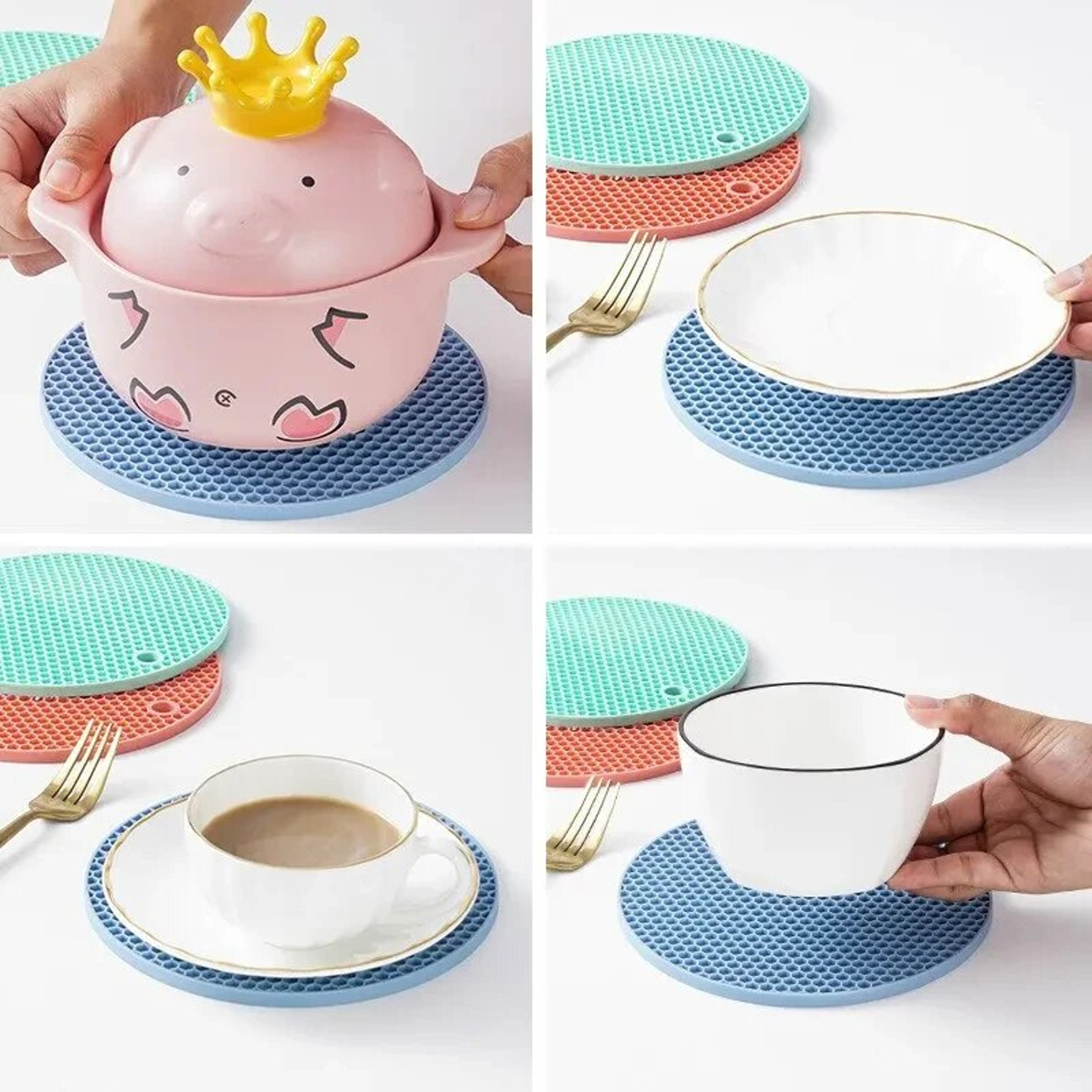 Round Resistant Rubber Mat Drink Cup Coasters Insulation Non Slip Pot Holder Thicken Table Placemat 1