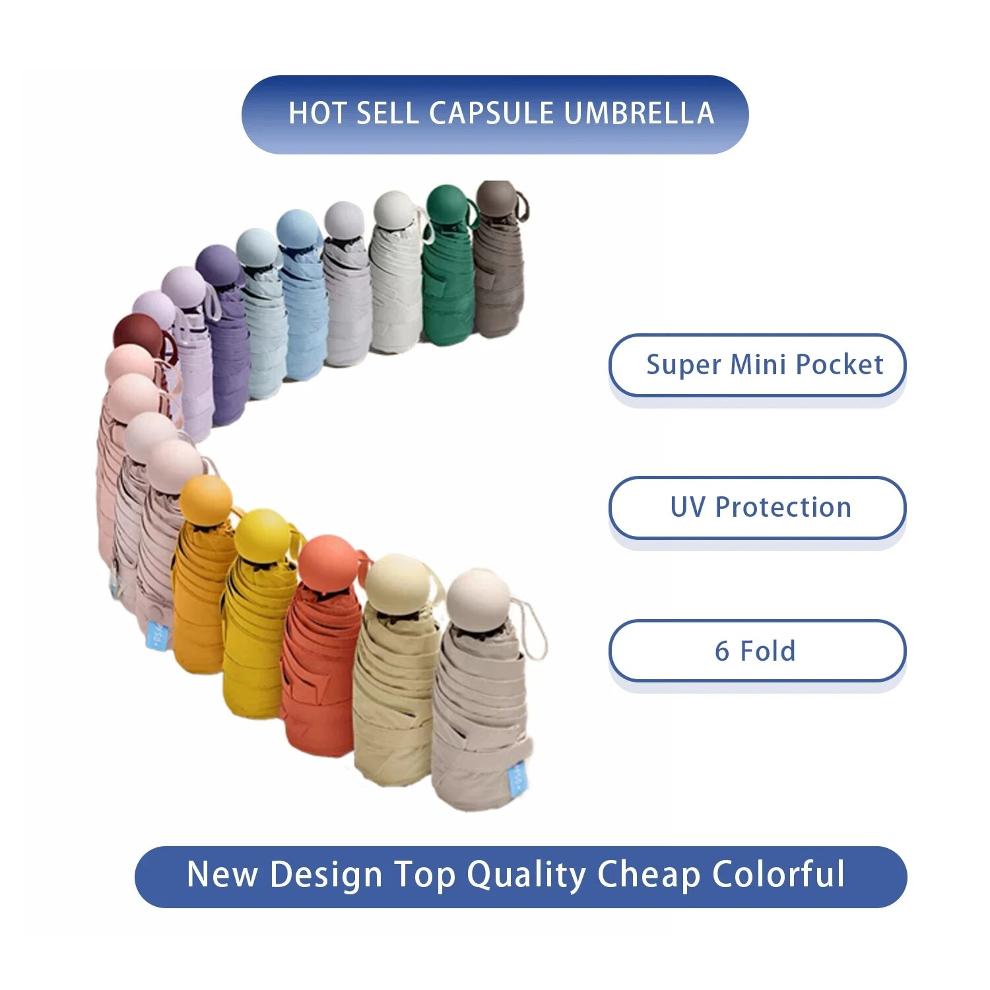 Compact Travel Umbrella With 6Rib Reinforced Design Waterproof Lightweight And Foldable For Easy St 1