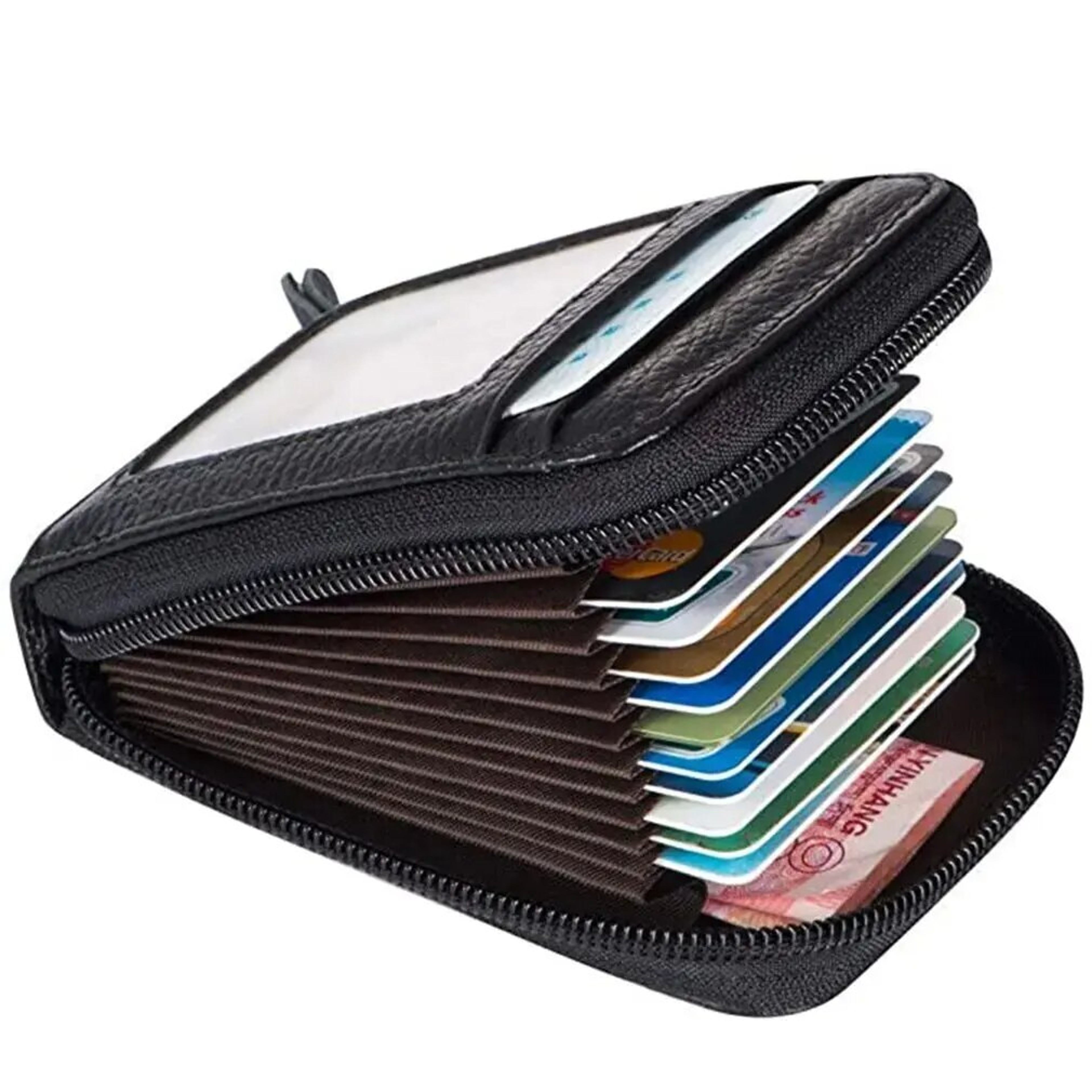 Portable Women Card Holder Bag  Compact Zippered Wallet For Bank  Business Cards 1