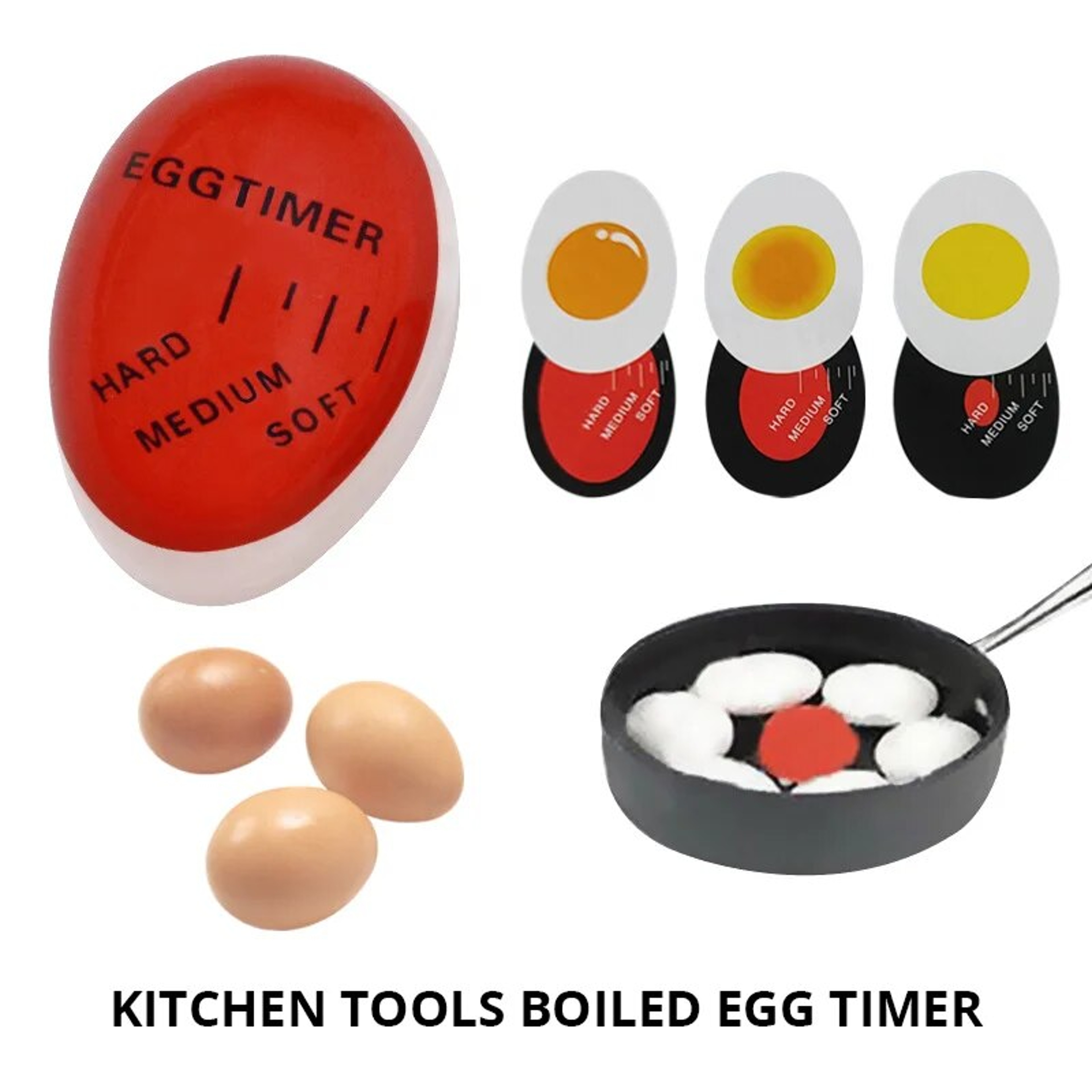 EcoFriendly Resin Egg Timer For Perfect Boiled Eggs  ColorChanging Red Timer For Soft  Hard Boiled  1
