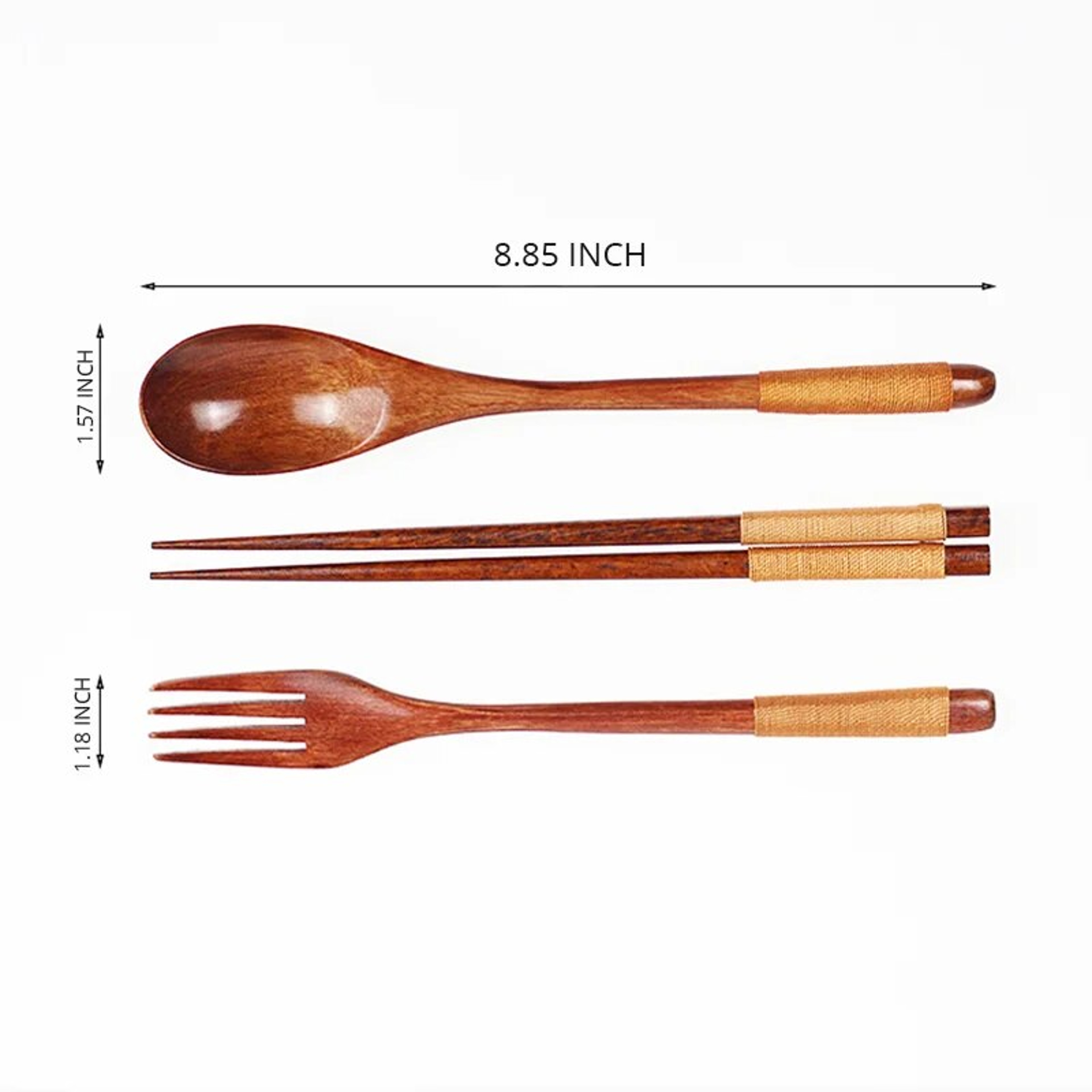 Wooden Chopsticks Fork Spoon Set  Japanese Style Cutlery For Kitchen  Home 4