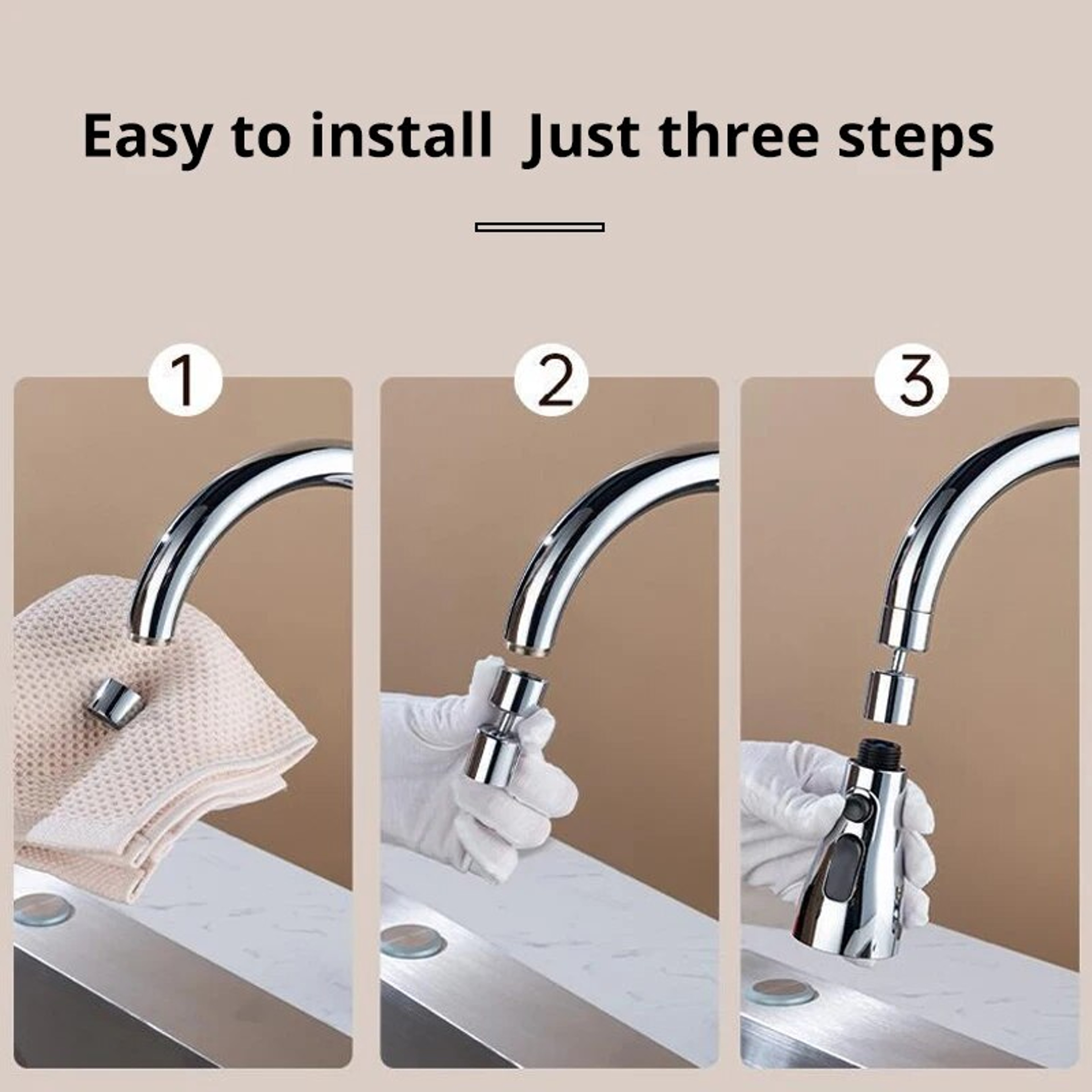 Faucet Extender Metal Alloy With Three Modes  Home Water Saver For Shower And Sink 1