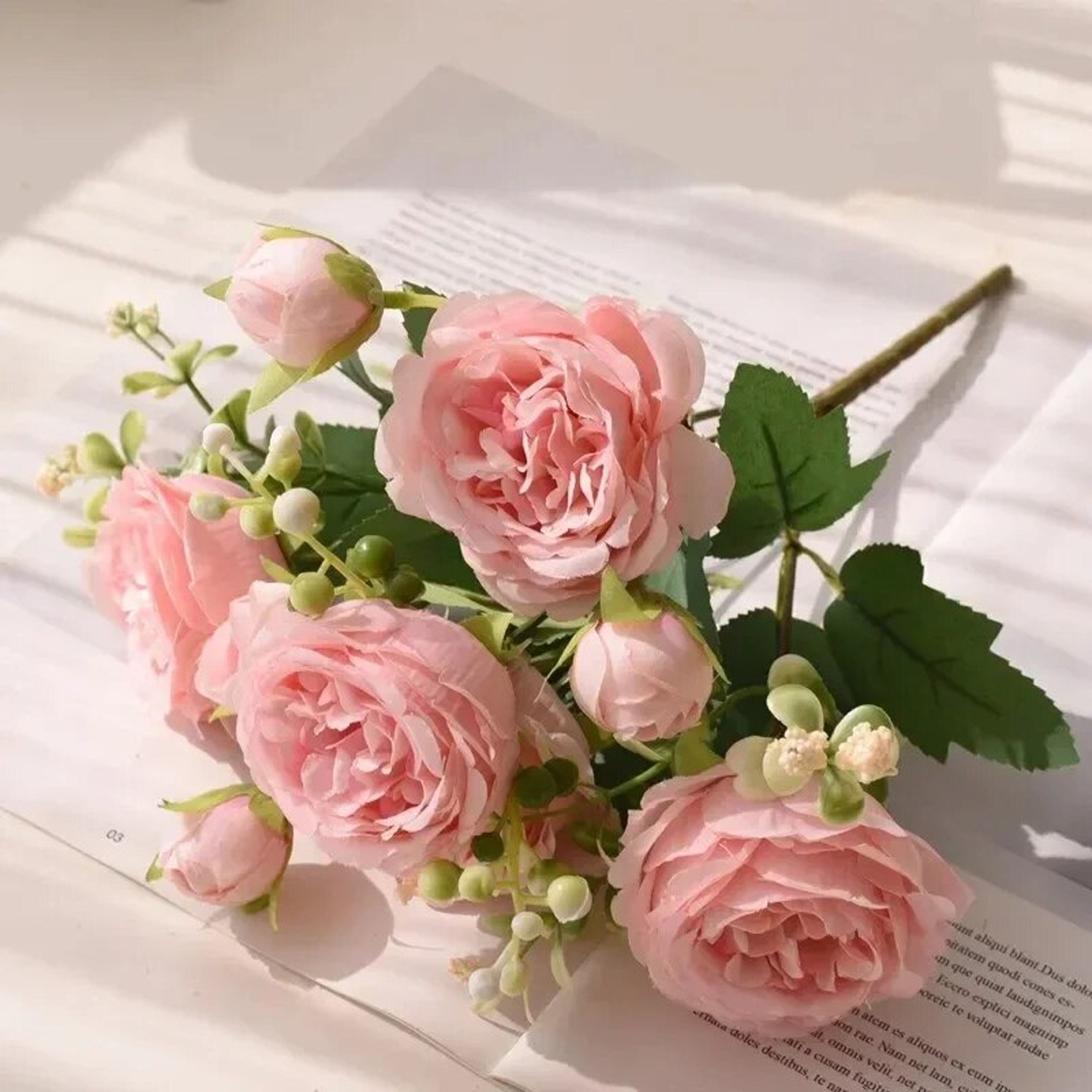 Rose Pink Silk Peony Bouquet  Artificial Flower For Wedding  Home Decor 2