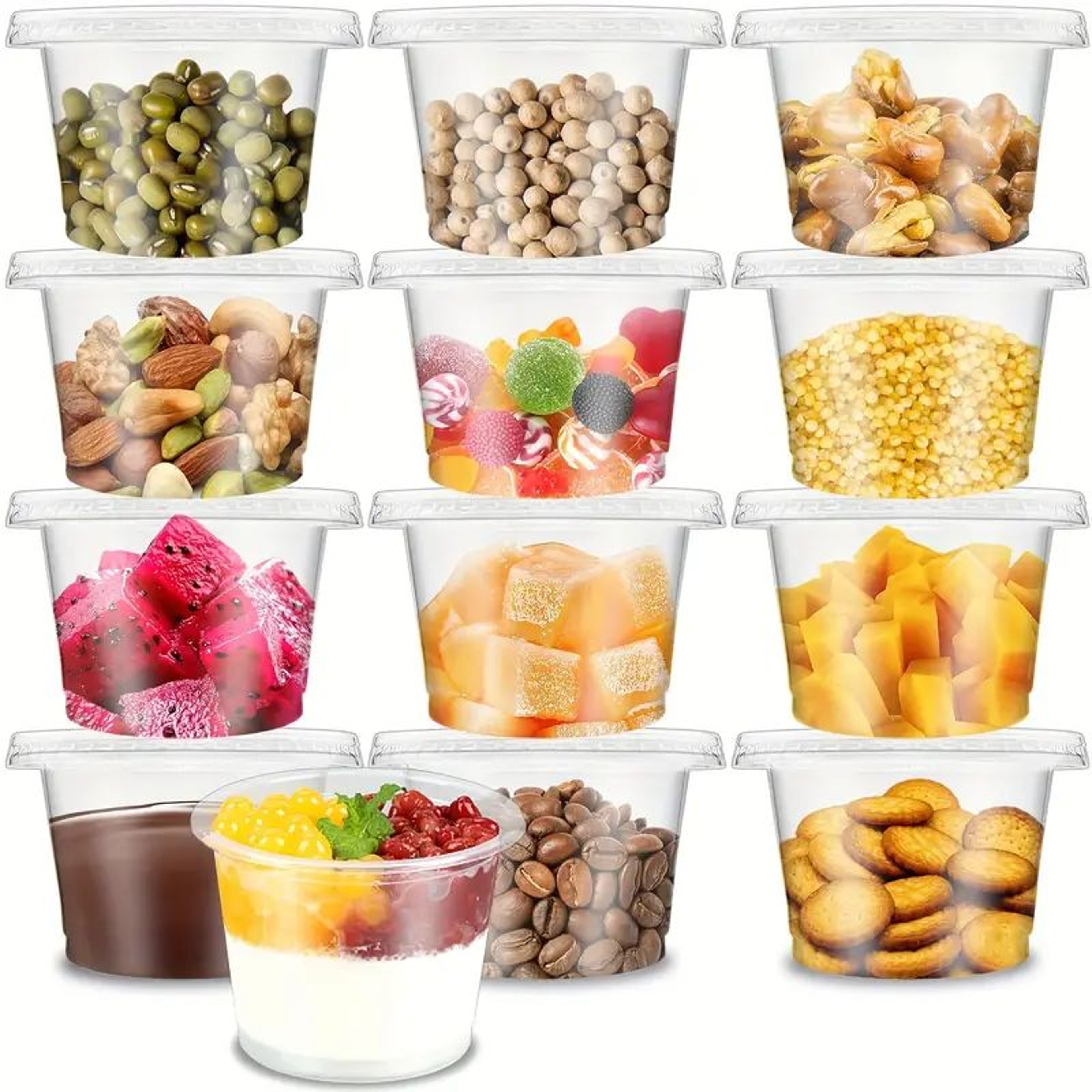 Disposable Plastic Cups With Lids  Pack Perfect For Ice Cream Drinks Soups And More 0