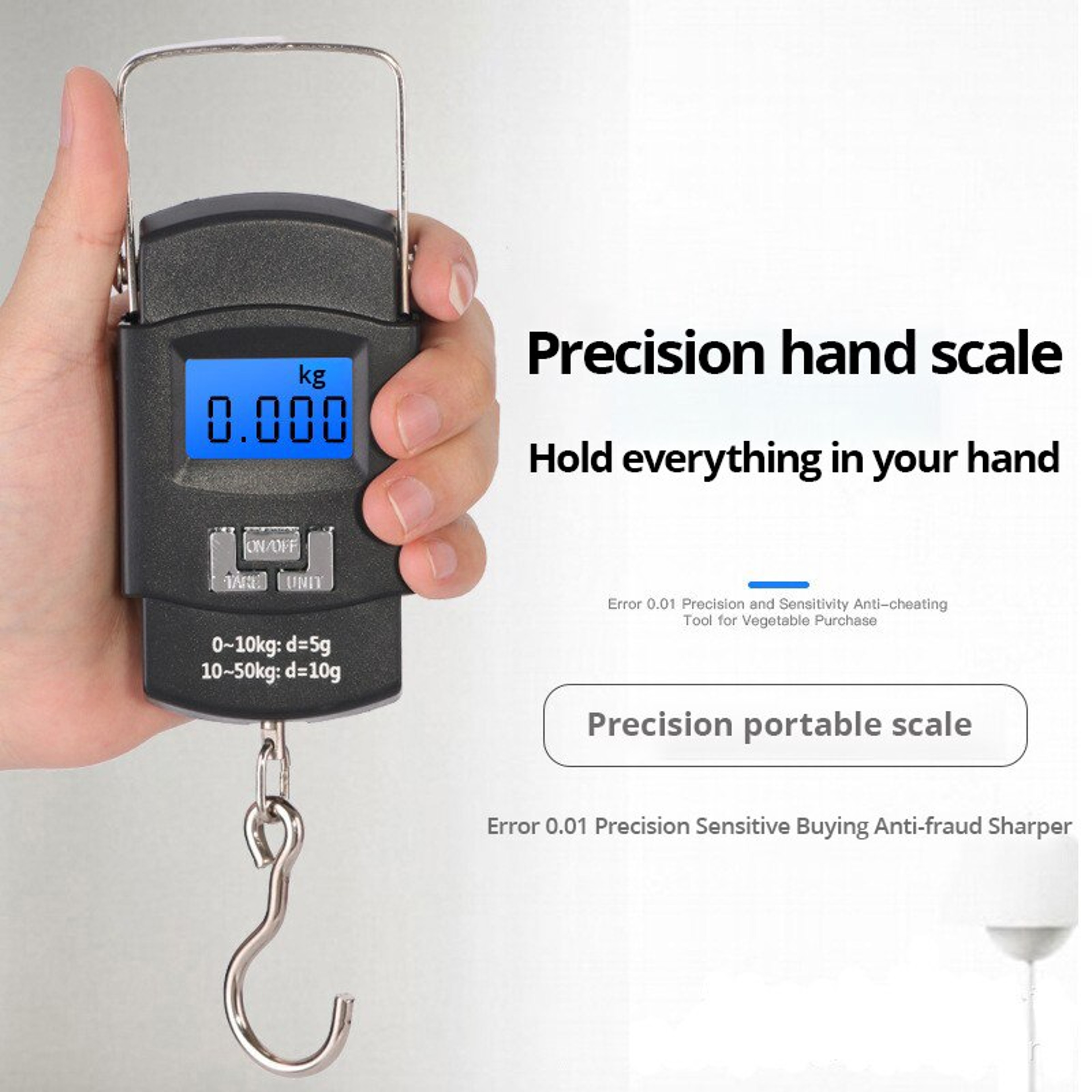 Portable LCD Digital Luggage Scale With HighPrecision Steel Hook  Compact  Accurate Mini Scale For  1