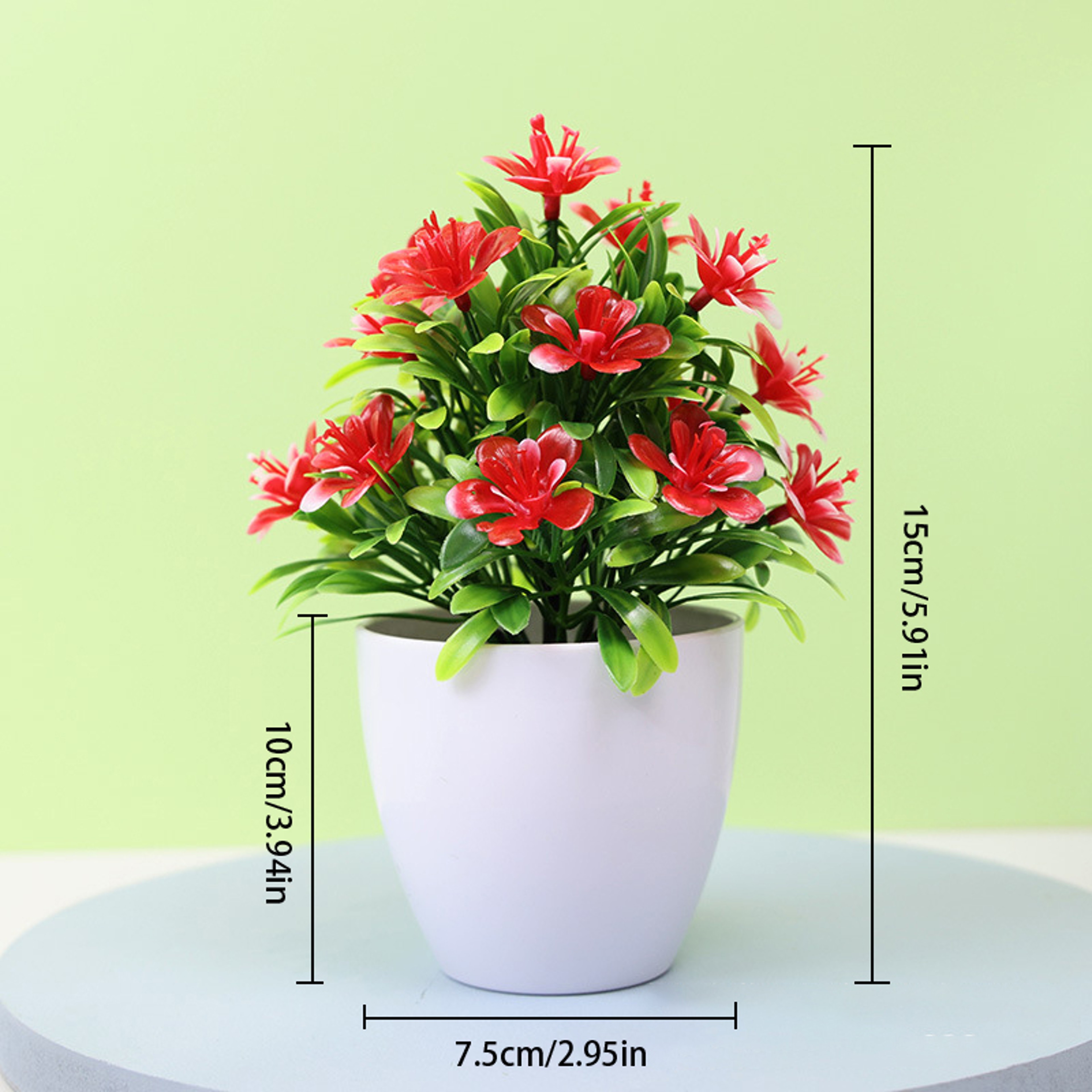 Artificial Five Leaf Plum Potted Plant  IndoorOutdoor Decorative Faux Plant For Home Office  Garden 2