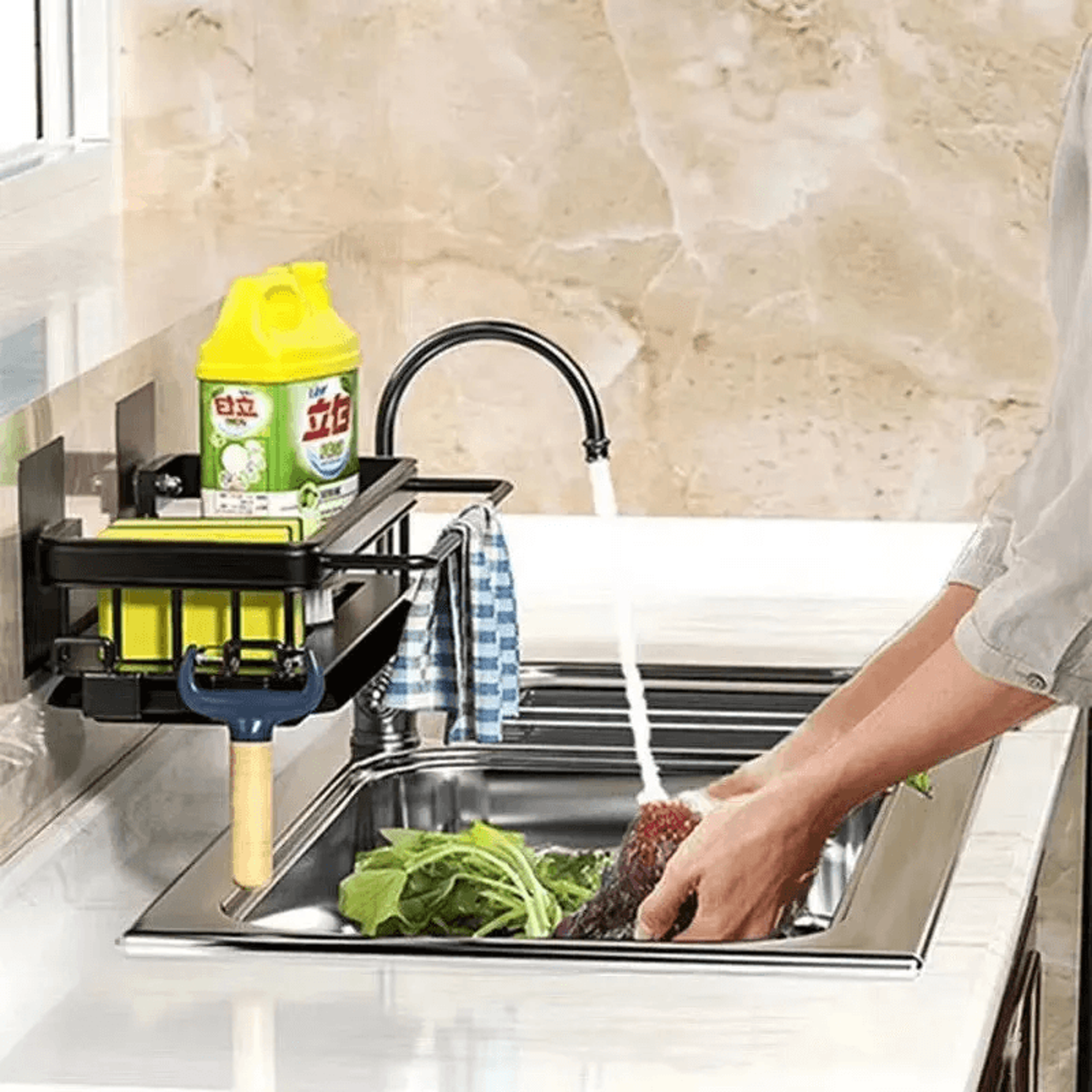 Kitchen Sink Drain Rack Organizer  Aluminum Soap Holder  Sponge Storage 0