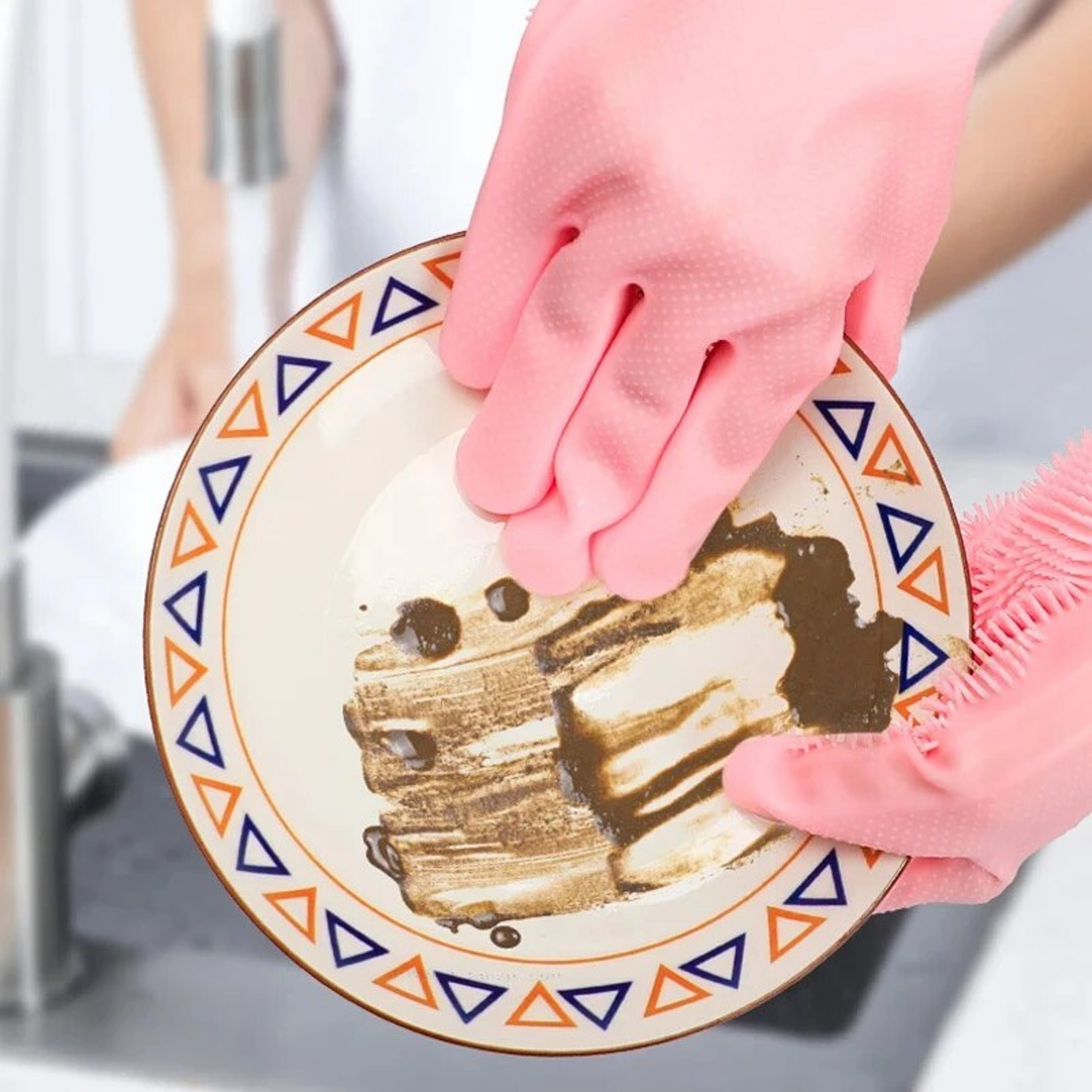 Magic Silicone Dishwashing Gloves  FoodGrade Rubber Scrubber For Kitchen Cleaning NonToxic  Heat Re 1