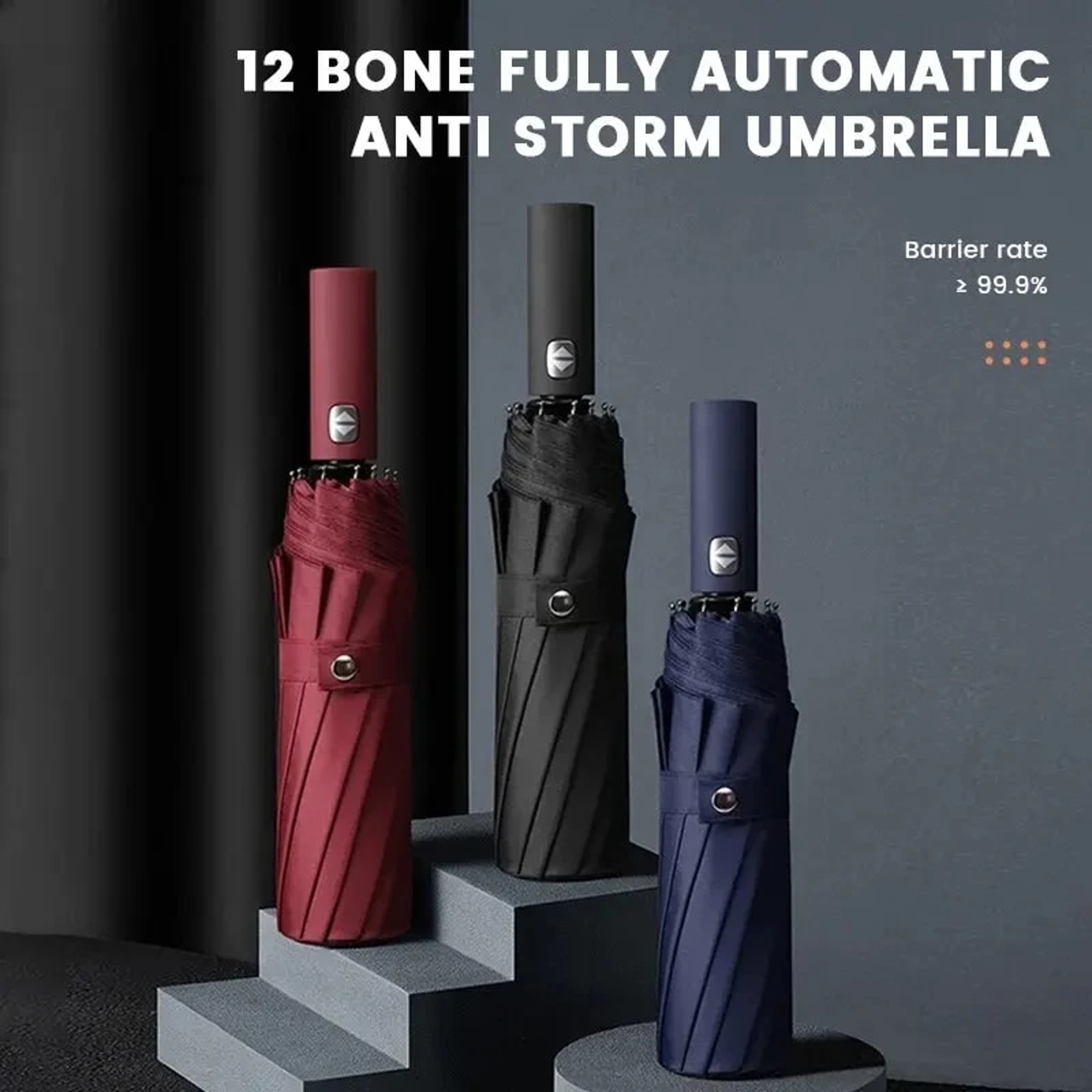 Bone Black Glue Fully Automatic Umbrella  Durable UV Resistant Folding Umbrella For Men  Women 1
