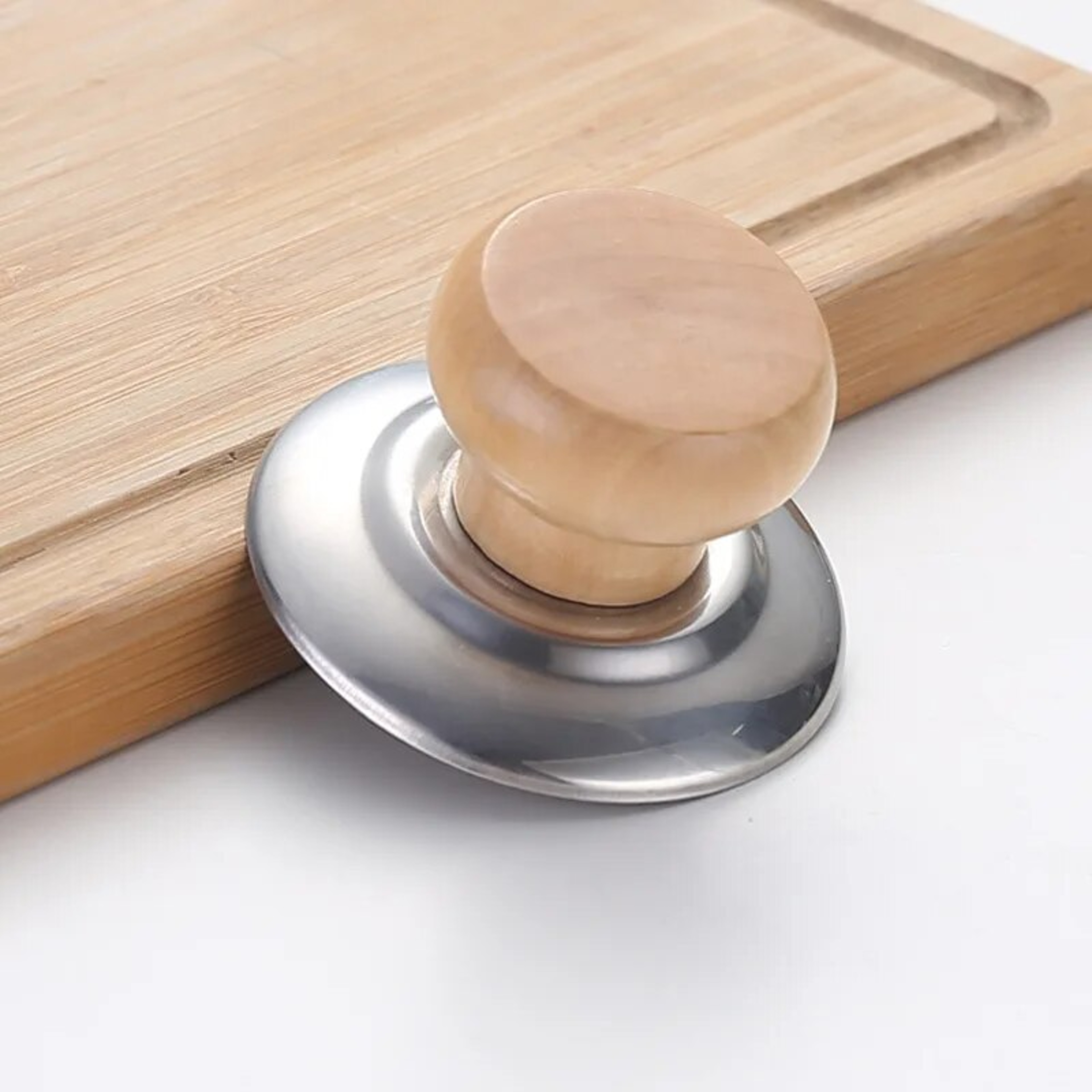 Solid Wood Lid Handle Stainless Steel Pot Twist Cap  AntiScalding Round Wooden Handle For Kitchenwa 2