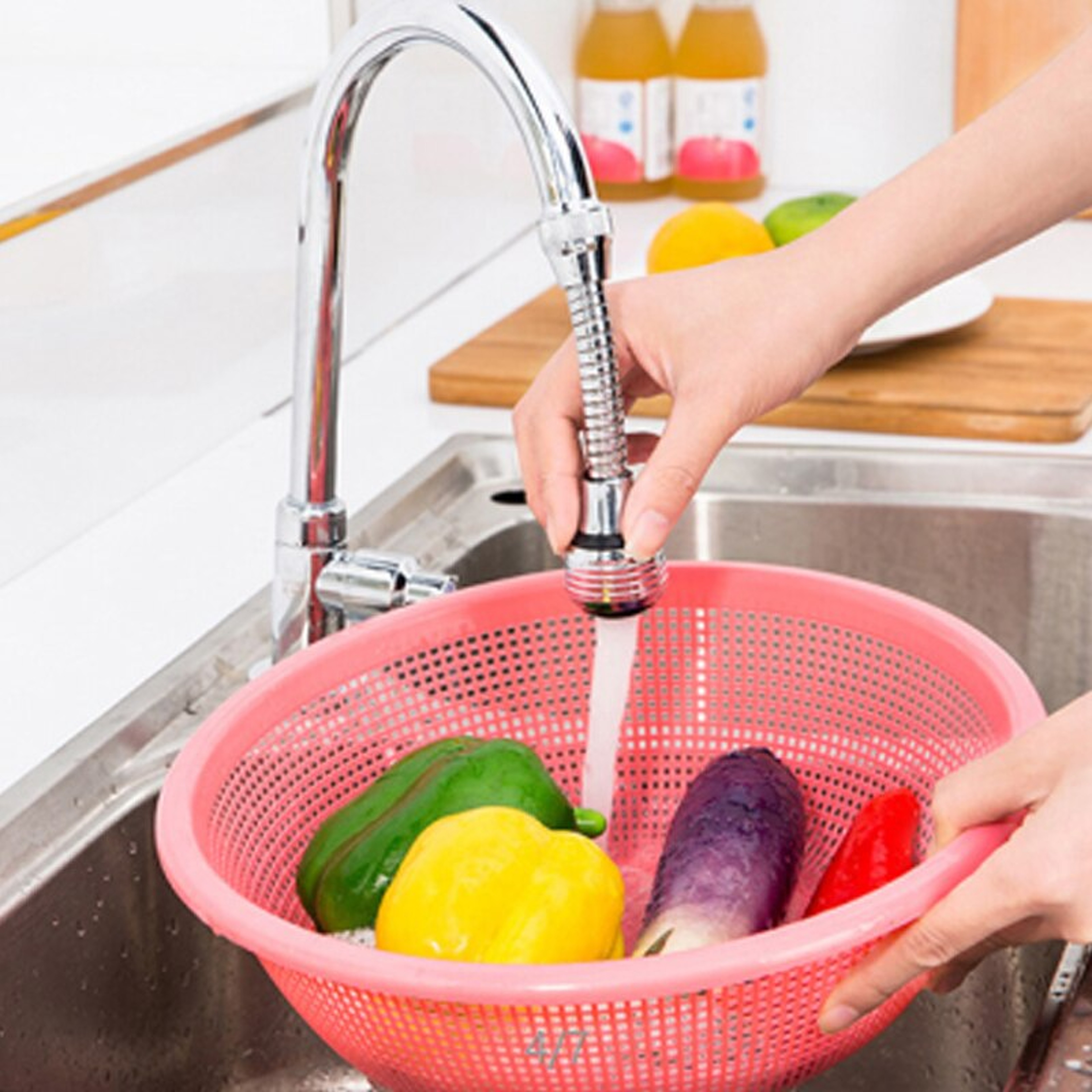 Rotable Foaming Faucet Extender  Stainless Steel Elastic Rotation For Kitchen  Bathroom 2