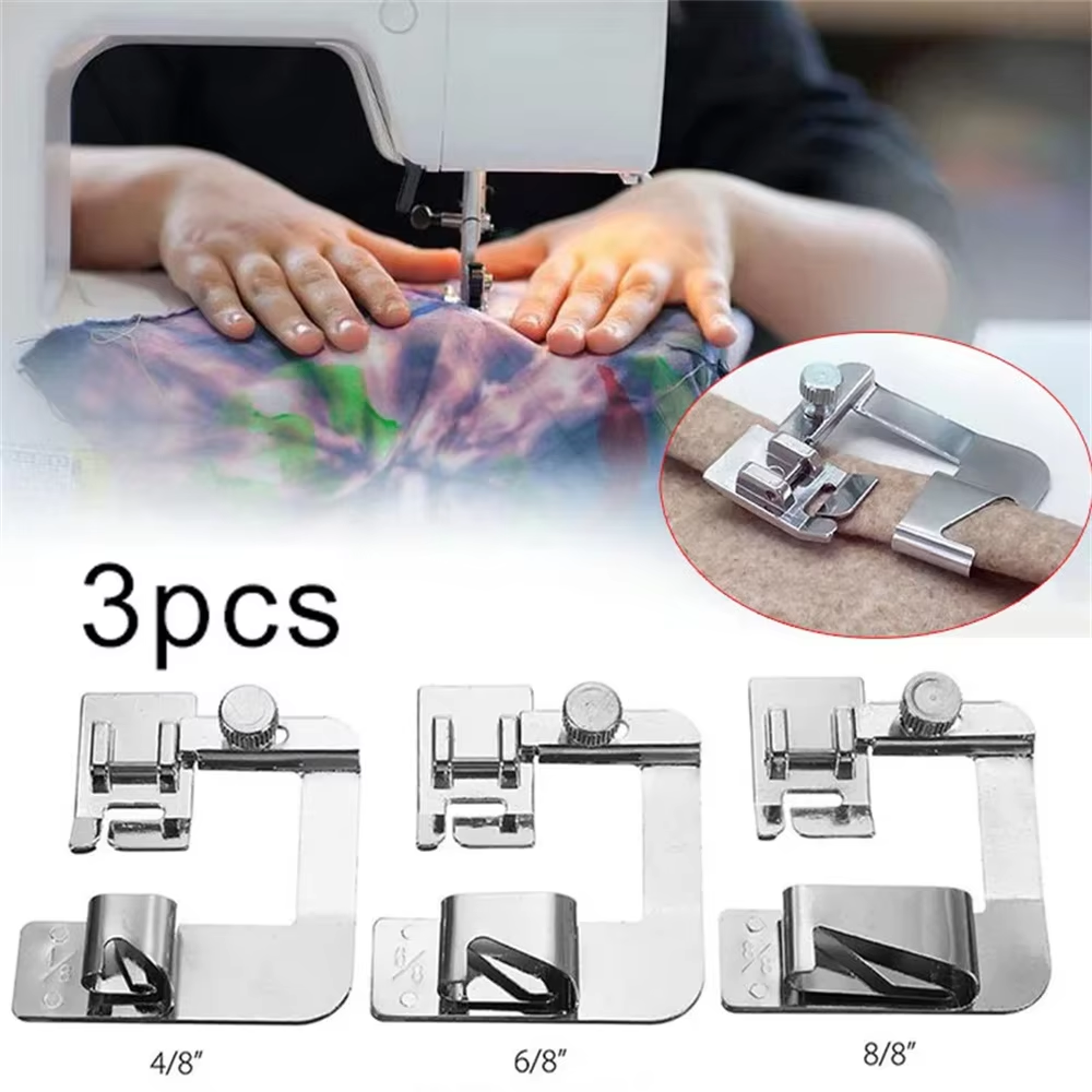 Domestic Sewing Machine Presser Foot Rolled Hem Feet For Brother Singer Janome Babylock Juki And Mo 2