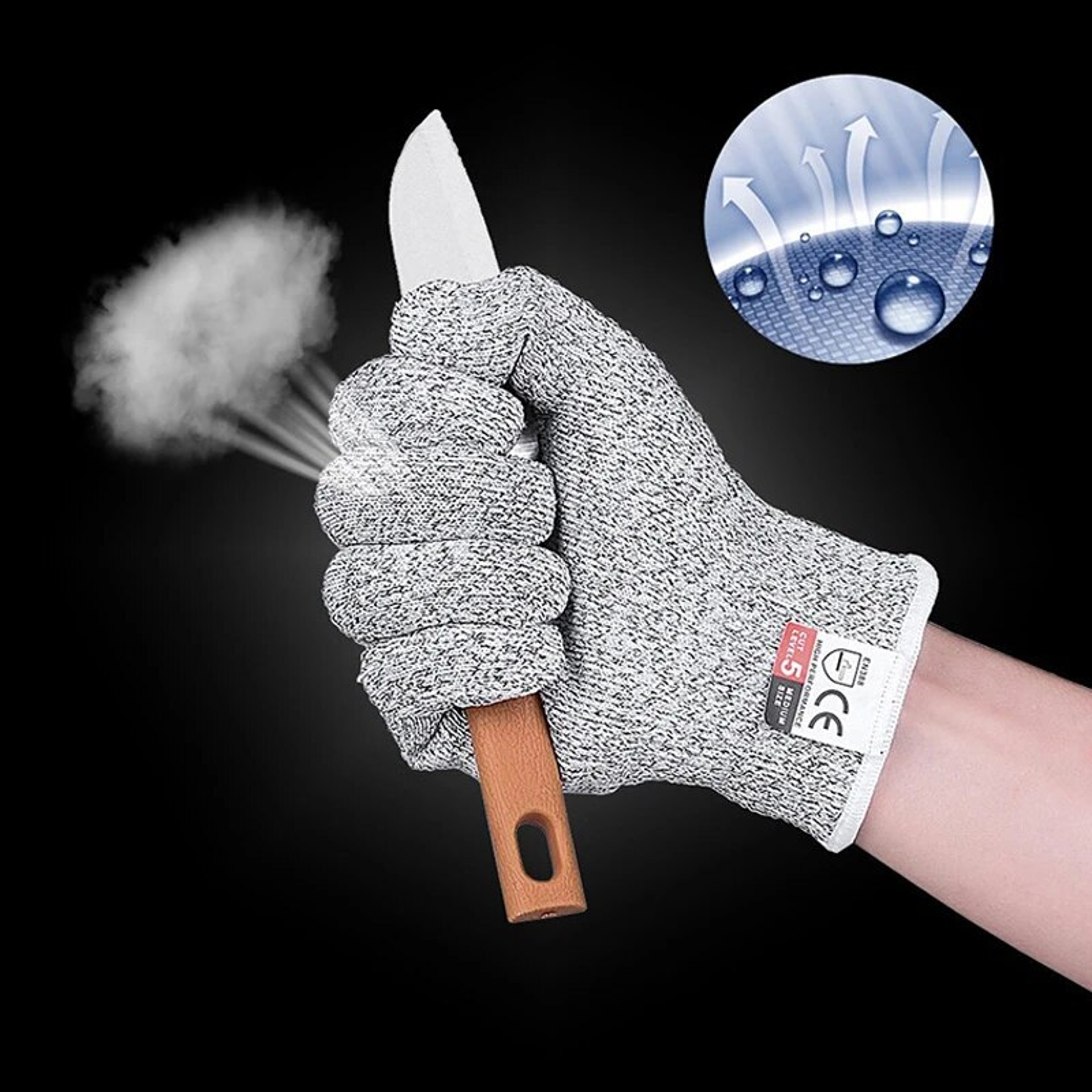 AntiCut Safety Work Gloves For Glass Cutting And Protection  GreyBlack Pair 1