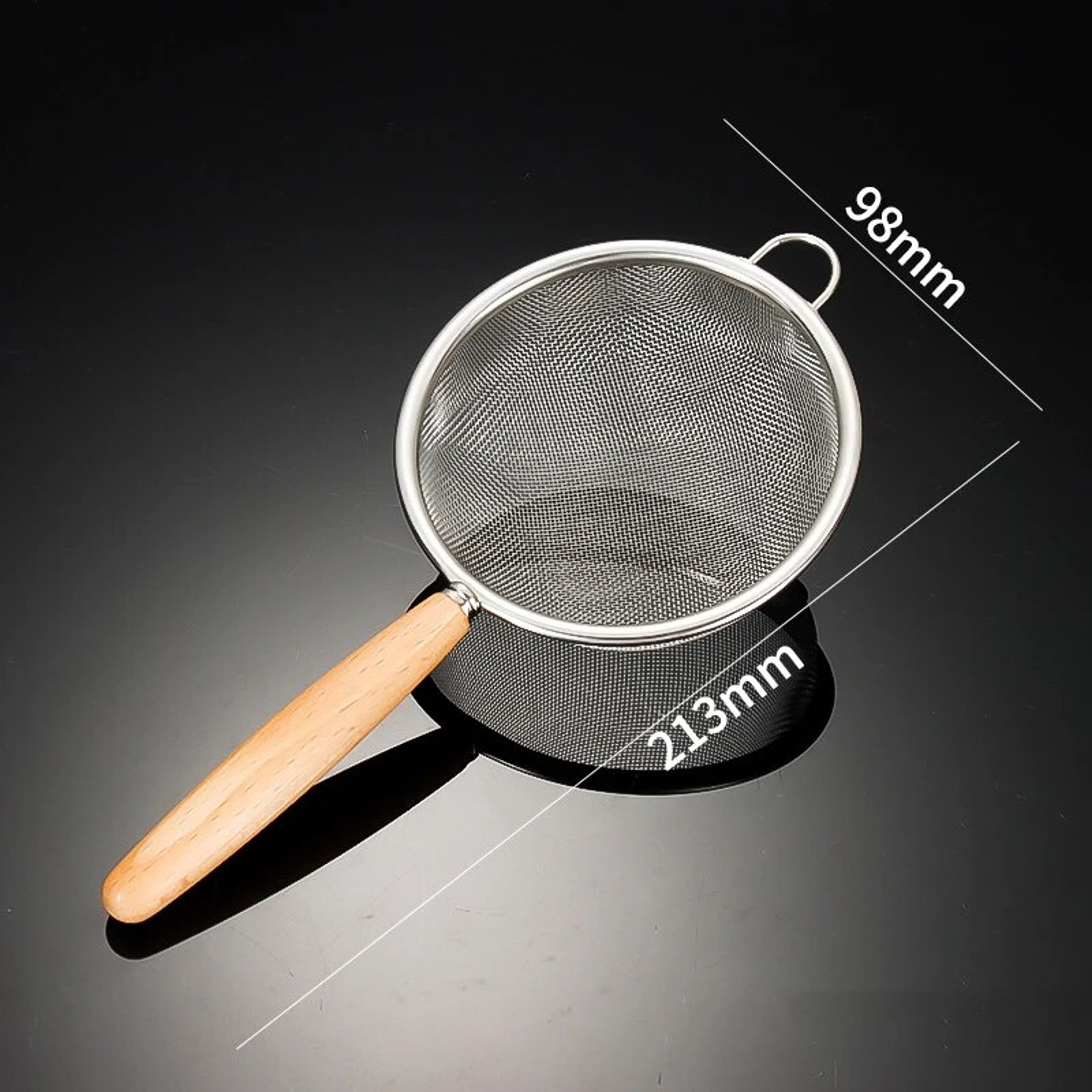 Stainless Steel Mesh Filter Spoon With Wooden Handle  Durable Kitchen Tool For Filtering Flour  Str 4