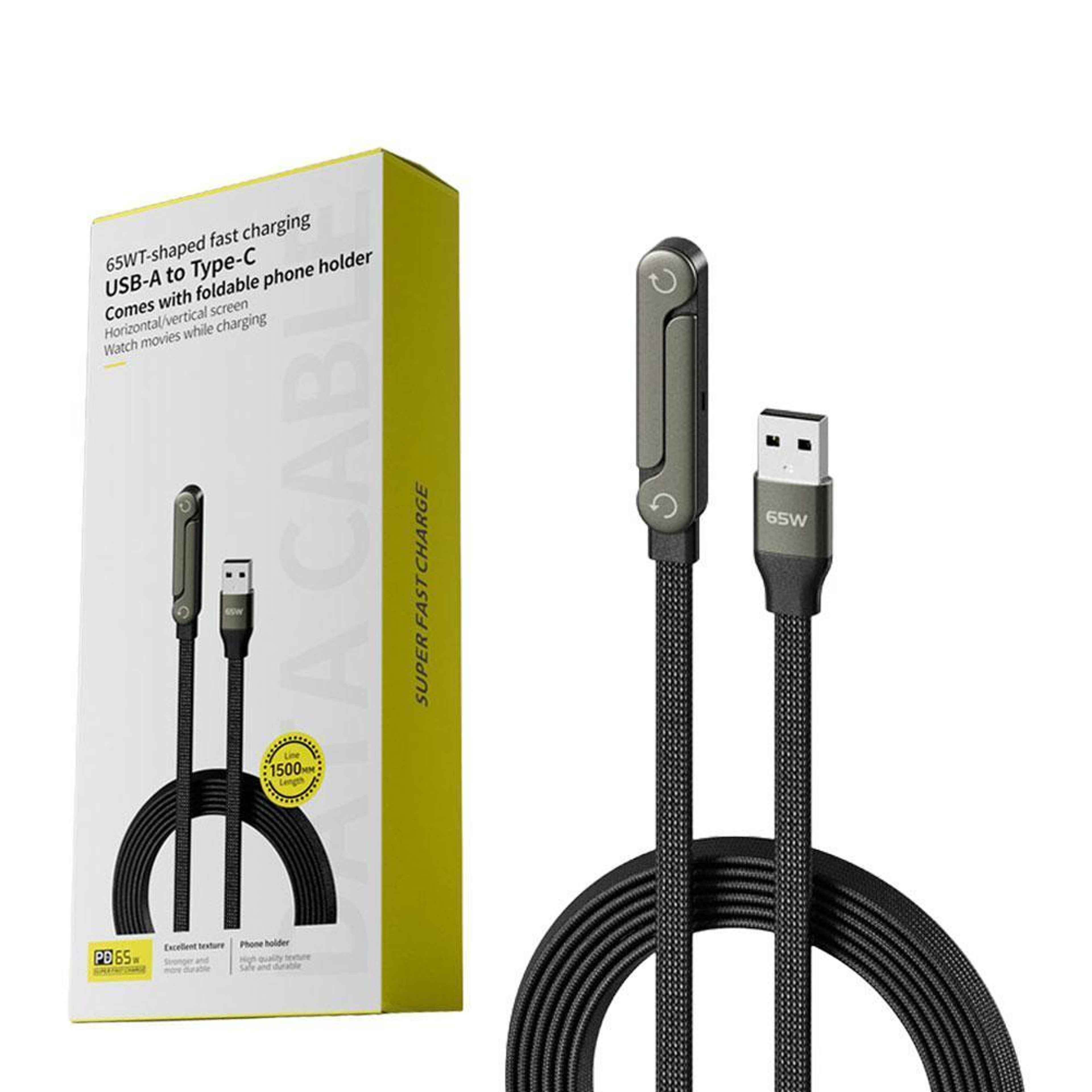 TypeC To TypeC Elbow Fast Charging Data Cable With Phone Stand 5