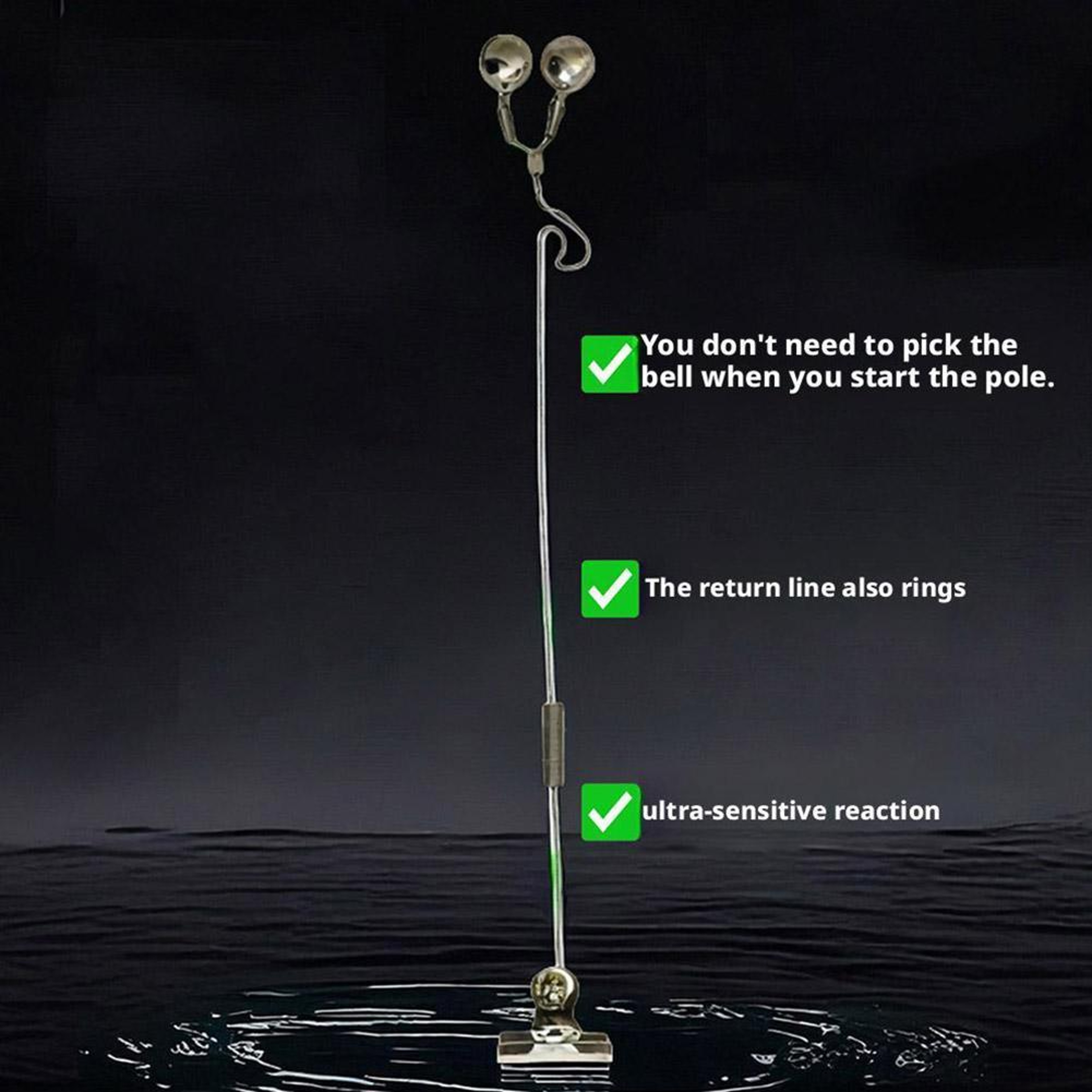Fishing Bell Bite Alarm  Stainless Steel Rod Tackle For Sea Fishing 2