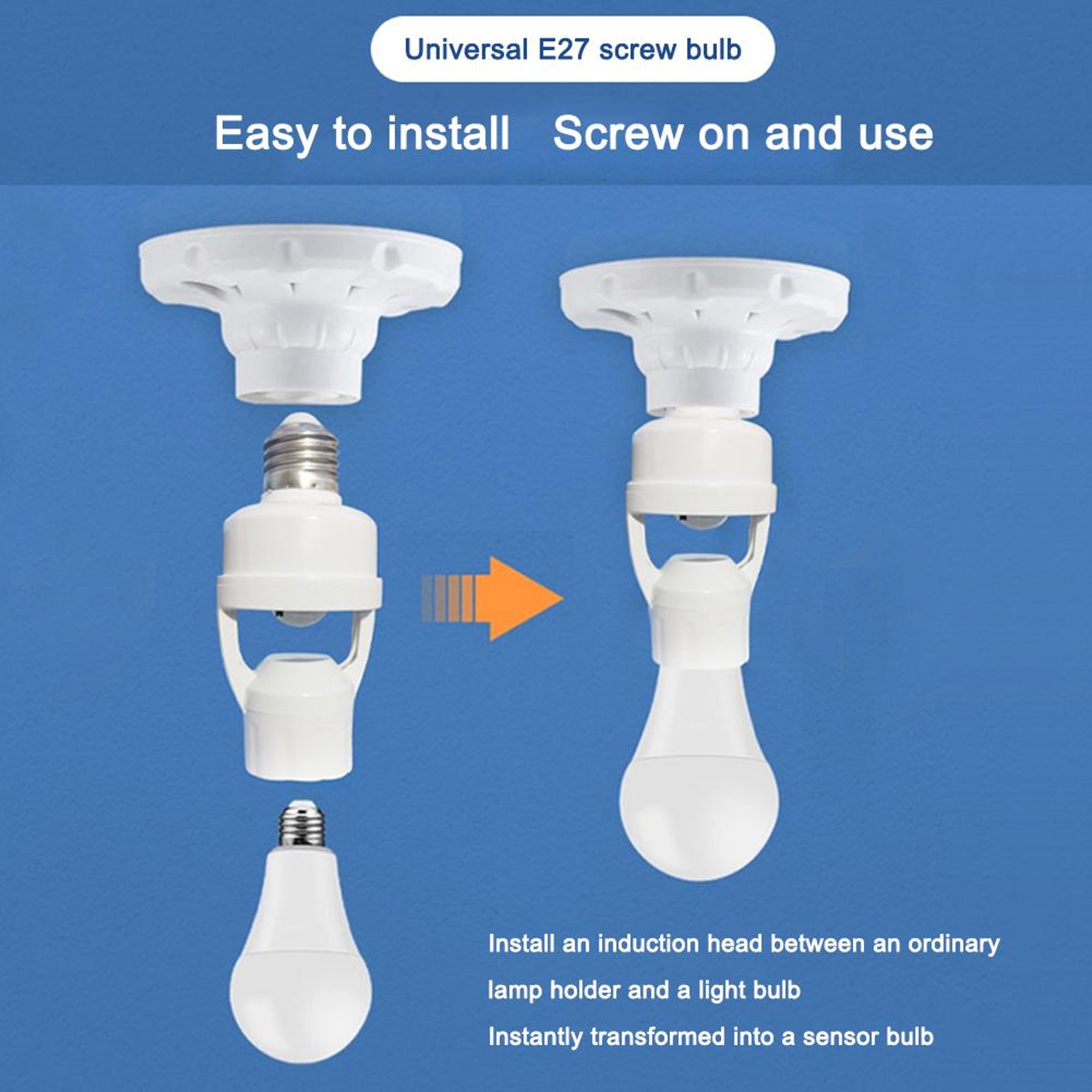 Smart PIR Motion Sensor Light Bulb Socket Adapter  Auto OnOff Radar Induction Lamp Holder  Adjustab 4