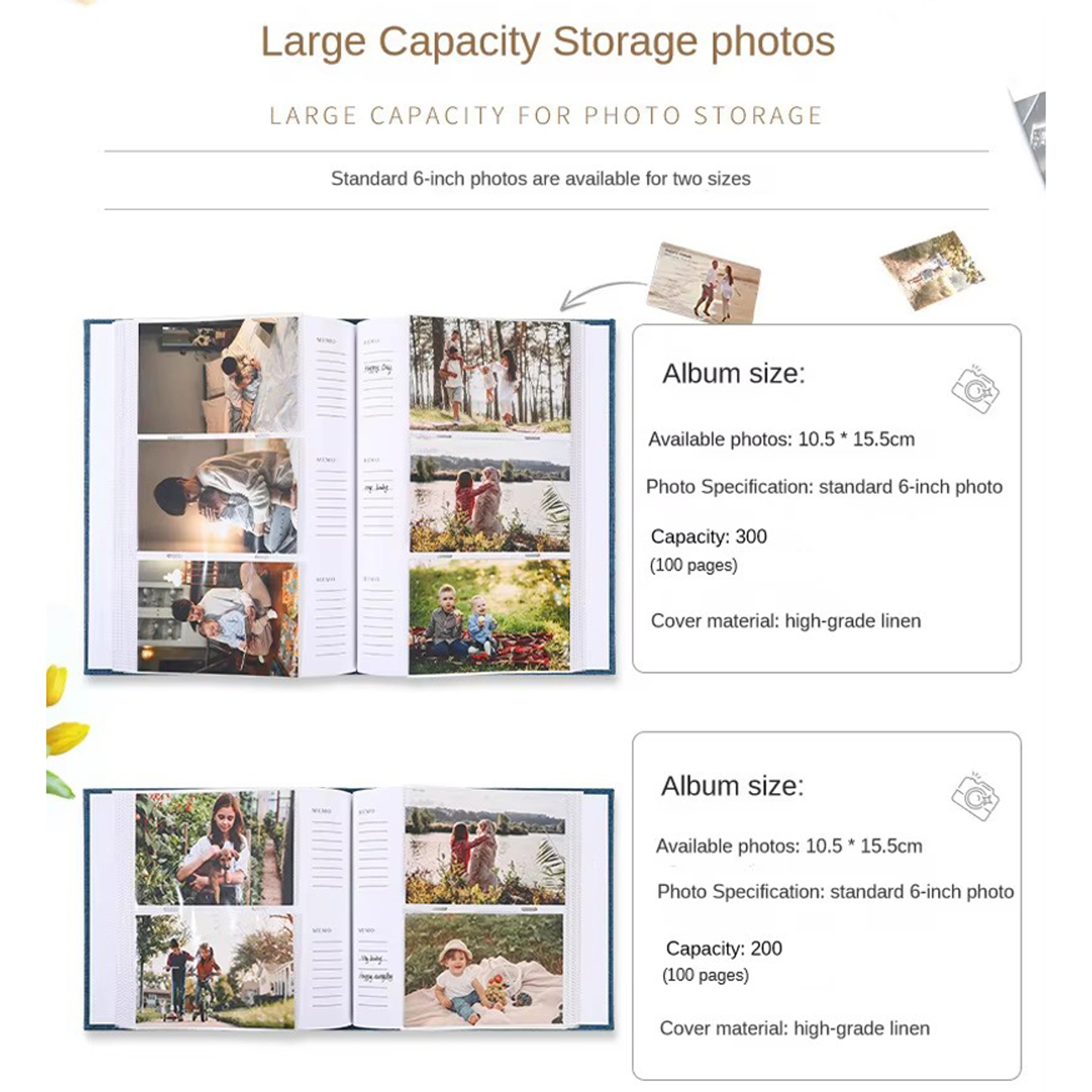 Linen Cloth Photo Storage Album  Writable Children Growth Keepsake 1