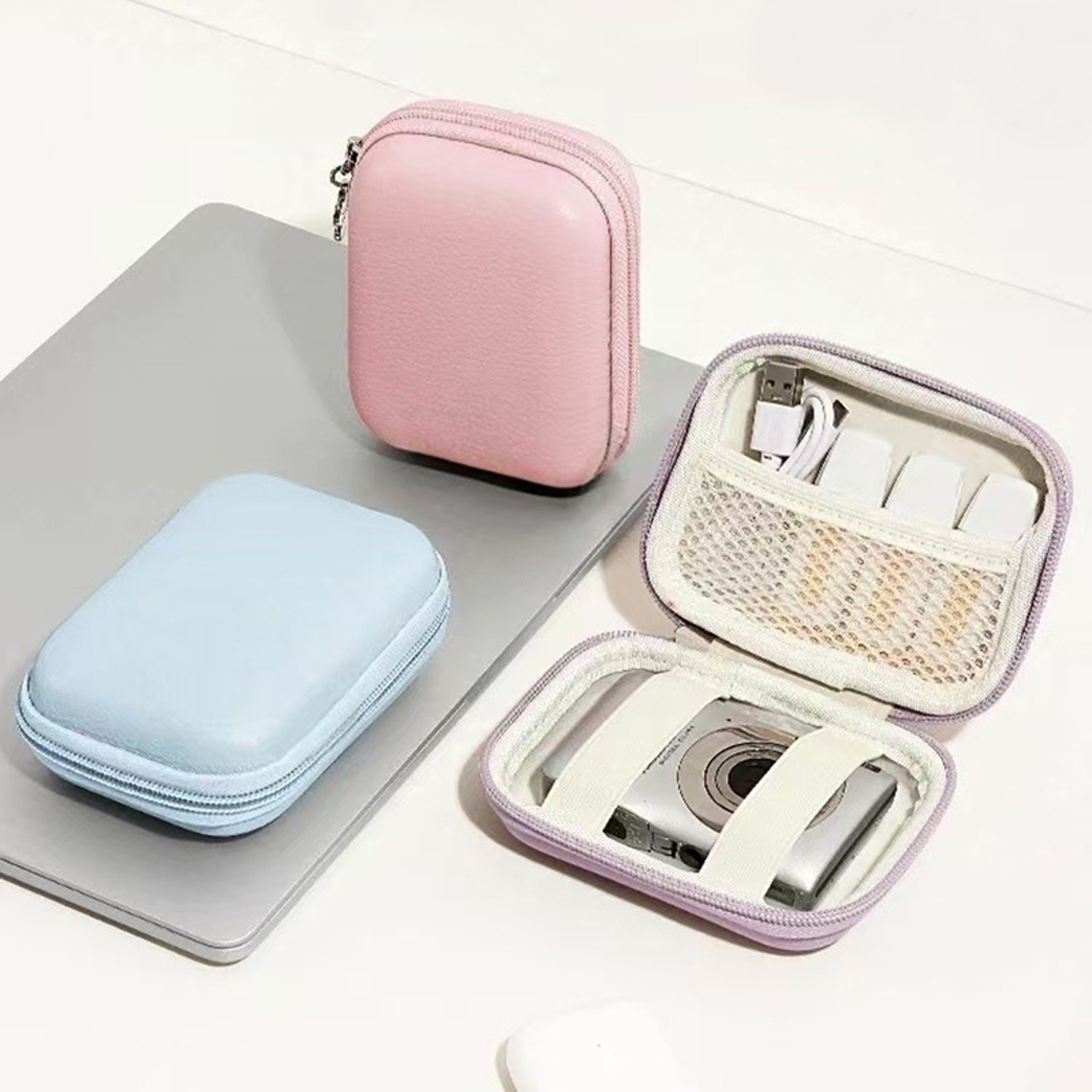 Earphone Storage Case  Compact Zipper Pouch For Cables Chargers  Small Tech Accessories 0