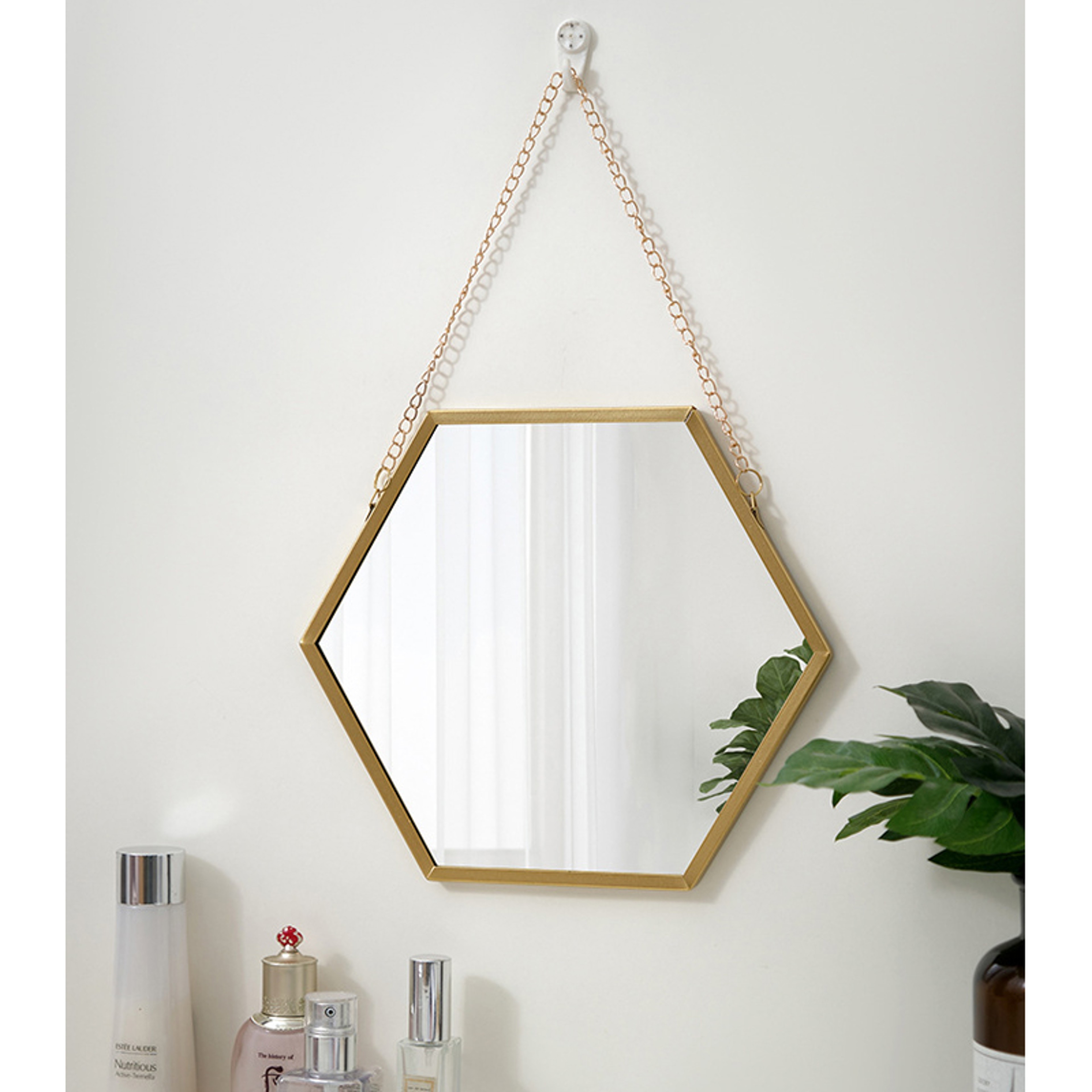 Hexagon Shape Decorative Mirror For Wall  Elegant Hanging Bathroom  Bedroom Cosmetic Mirror 1