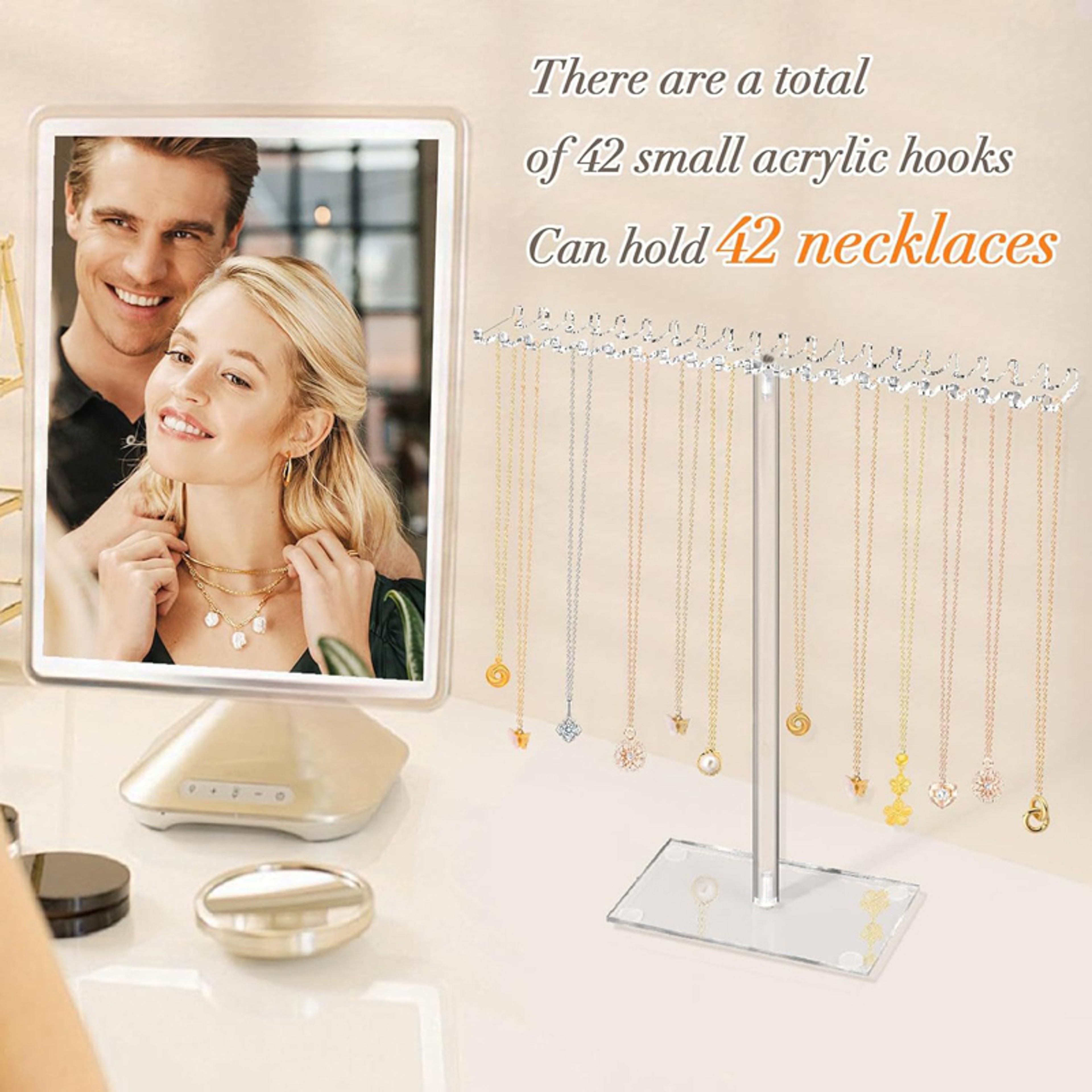 Acrylic Jewelry Organizer Stand  Necklace Earring  Bracelet Display Rack For Countertop Storage 3