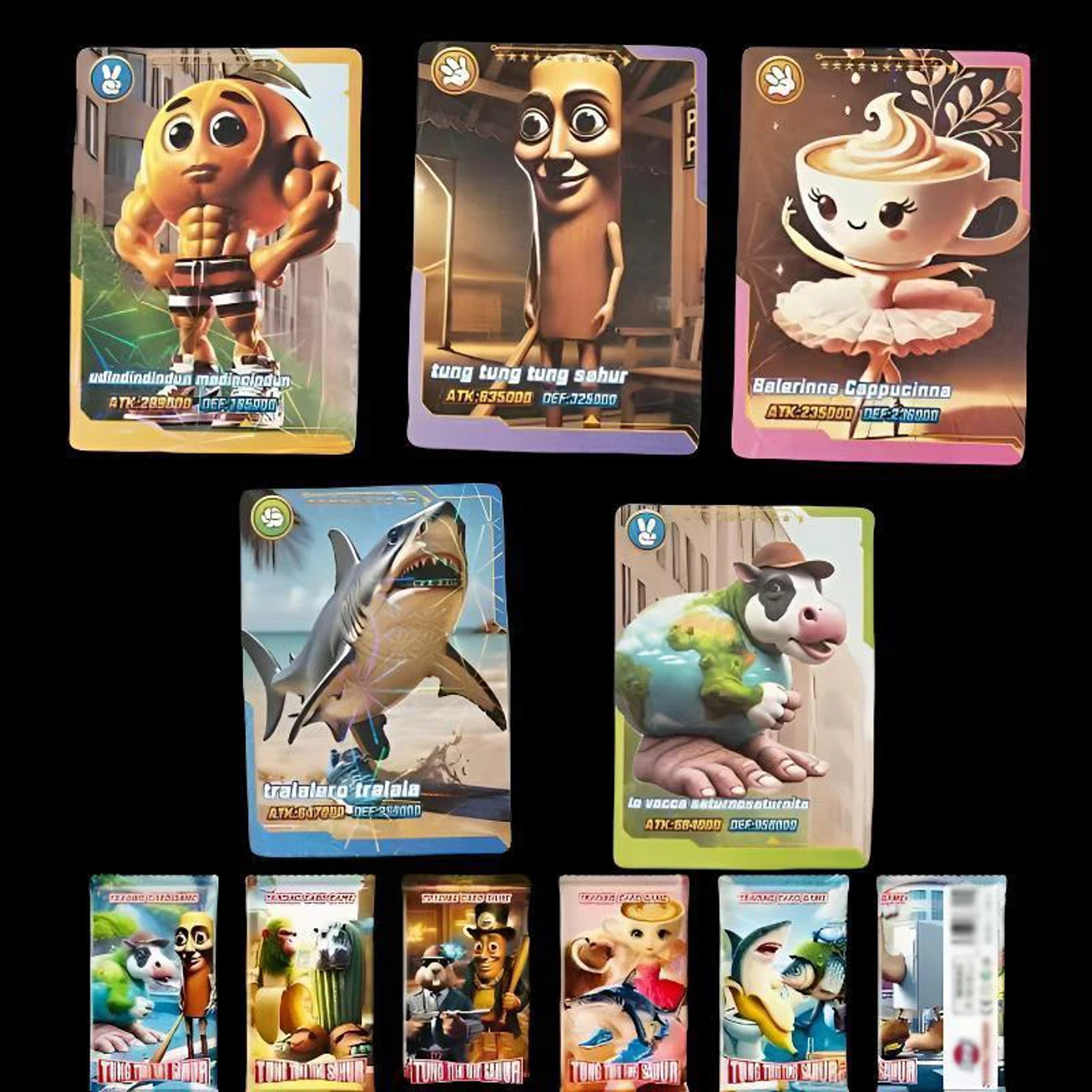 Italian Collection Cards  Brainrot Tralala Childrens Trading Card Game Toy Gift 2