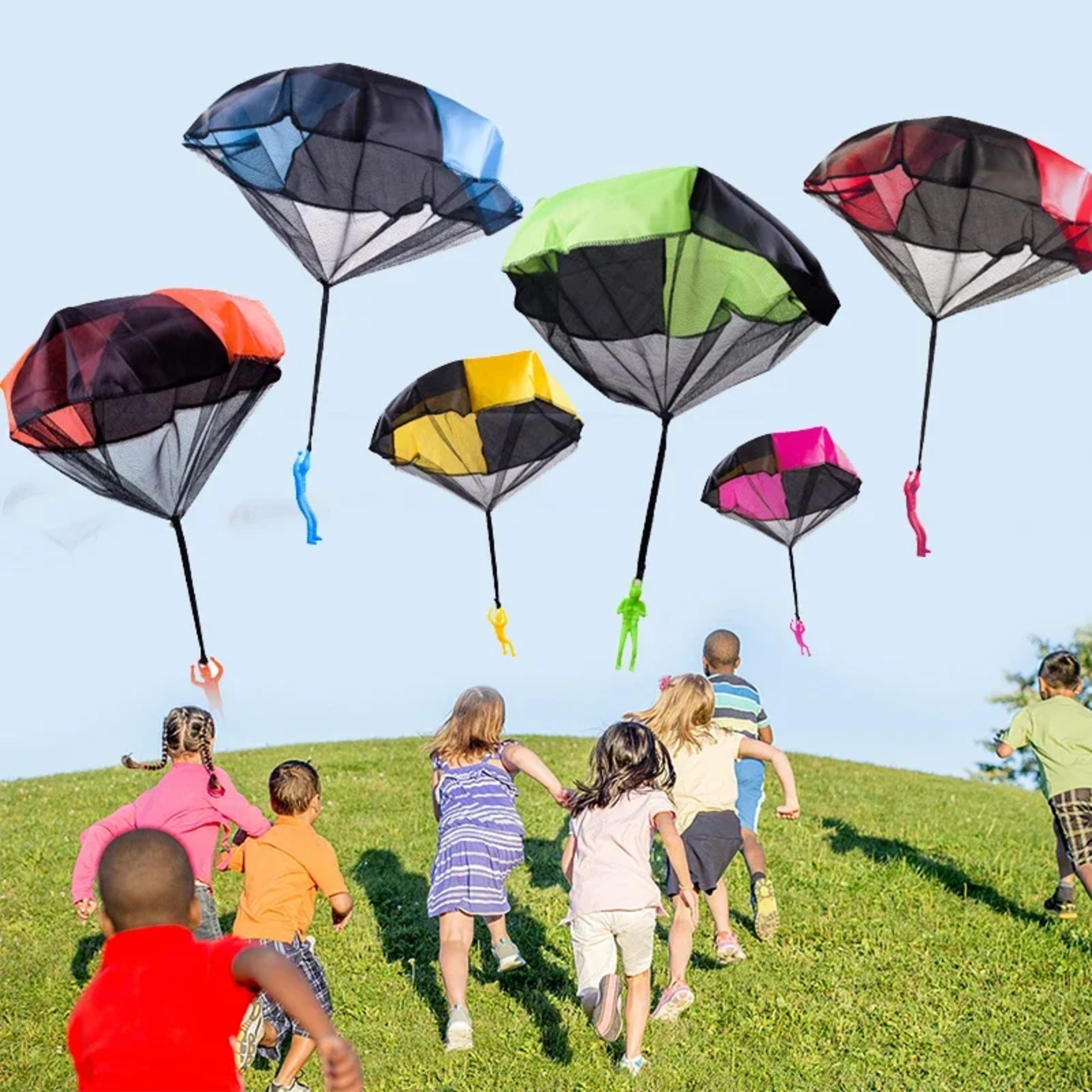 Funny Outdoor Kids Parachute Toy With Mini Soldier Figurines For Fun Flying Games 1
