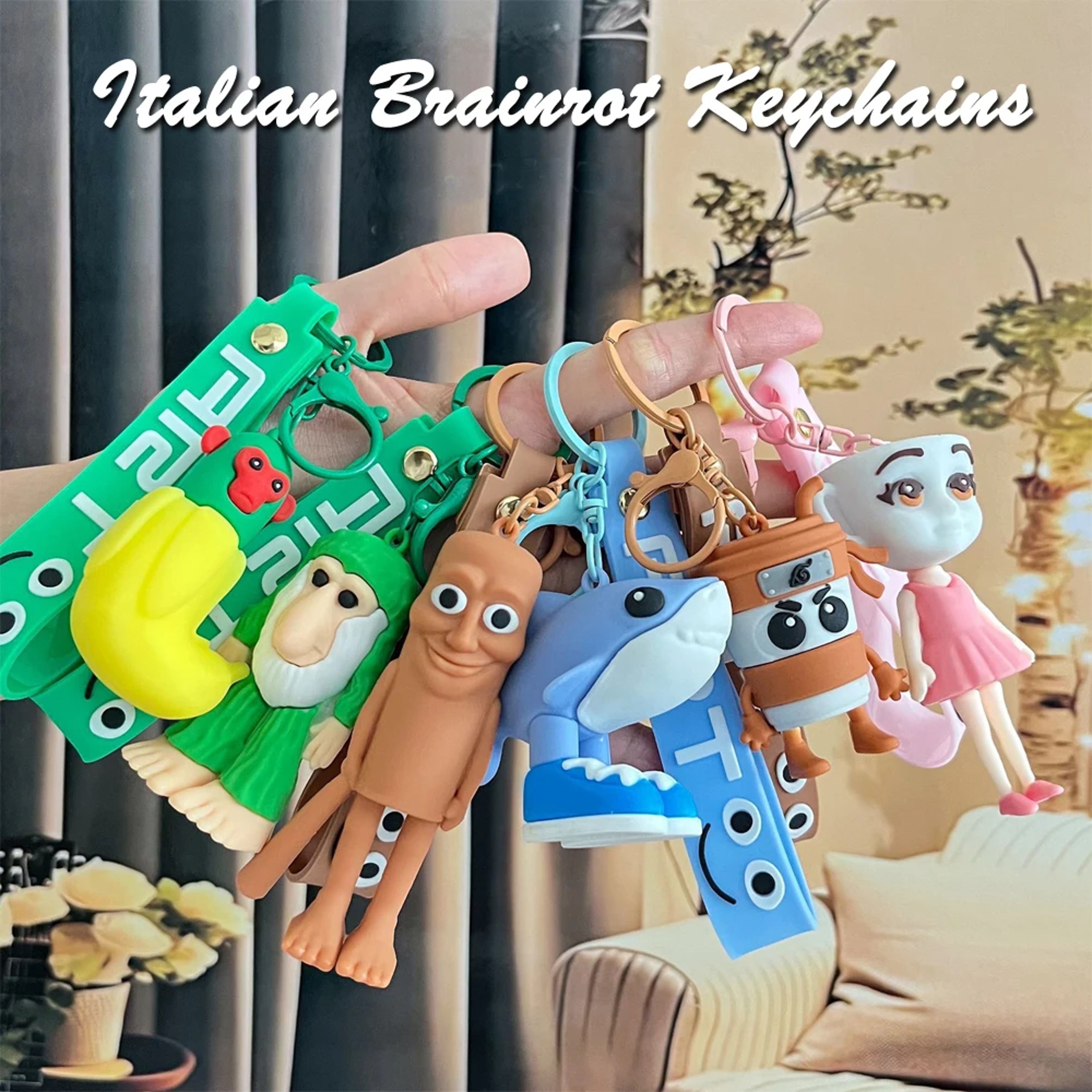 Creative Italian Brainrot Keychain Doll  Fun Ballerina Cappuccino Keyring Gift 1