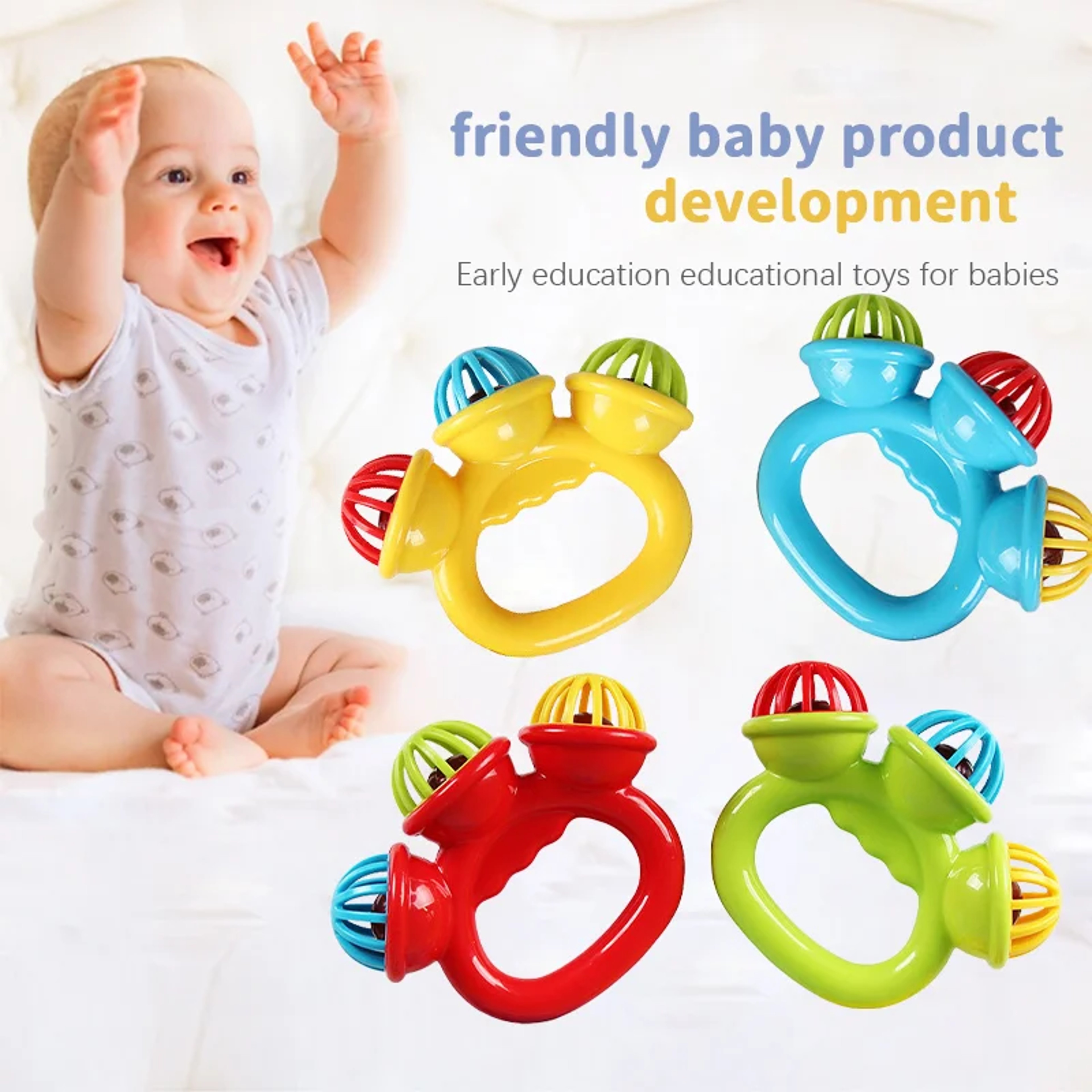 Newborn Hand Rattle Ball Baby Toy  Safe Sensory Grasping Bell For Infants 1