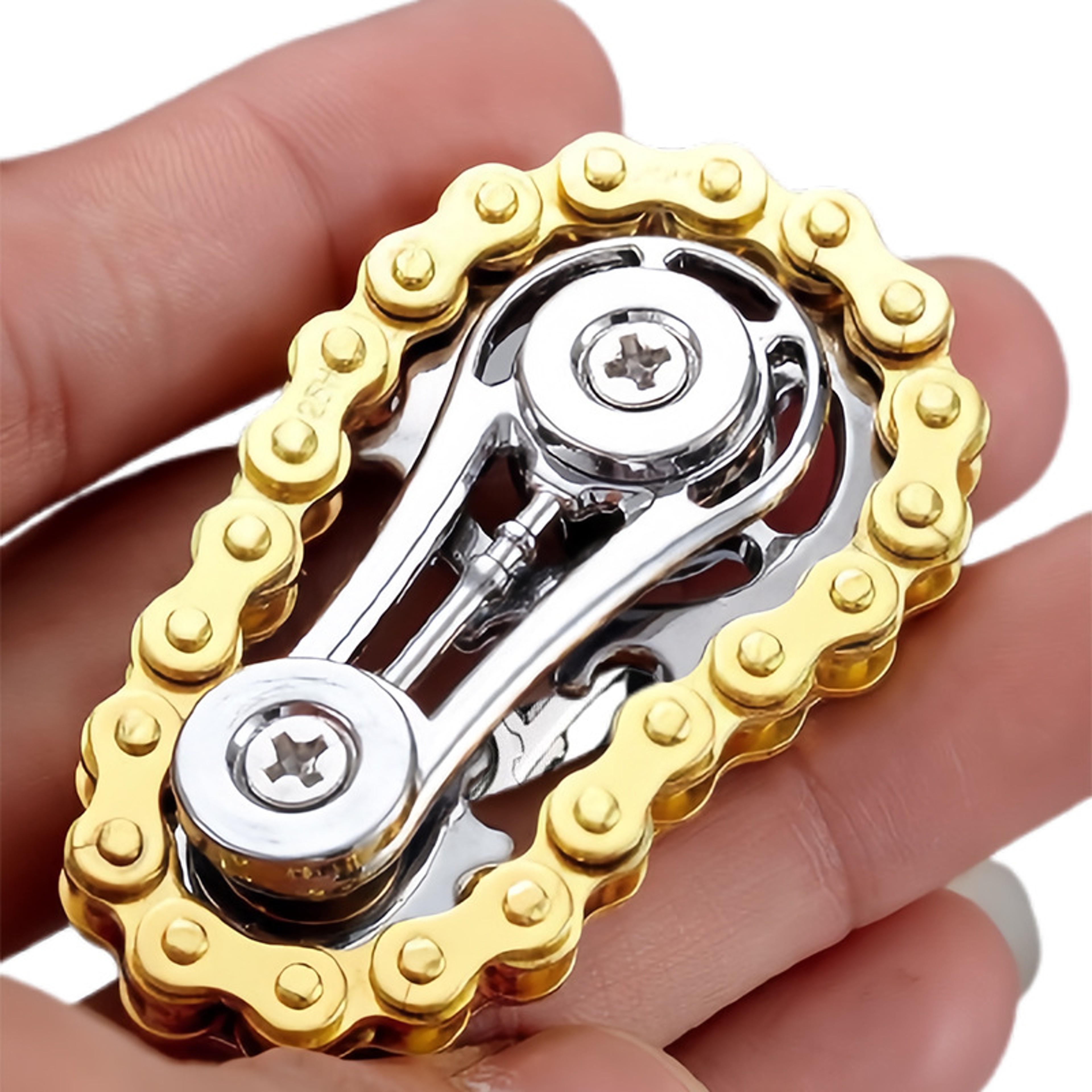 Metal Fingertip Gyro Sprocket Fidget Spinner  Stress Relief Toy For Anxiety And ADHD Portable Chain 1