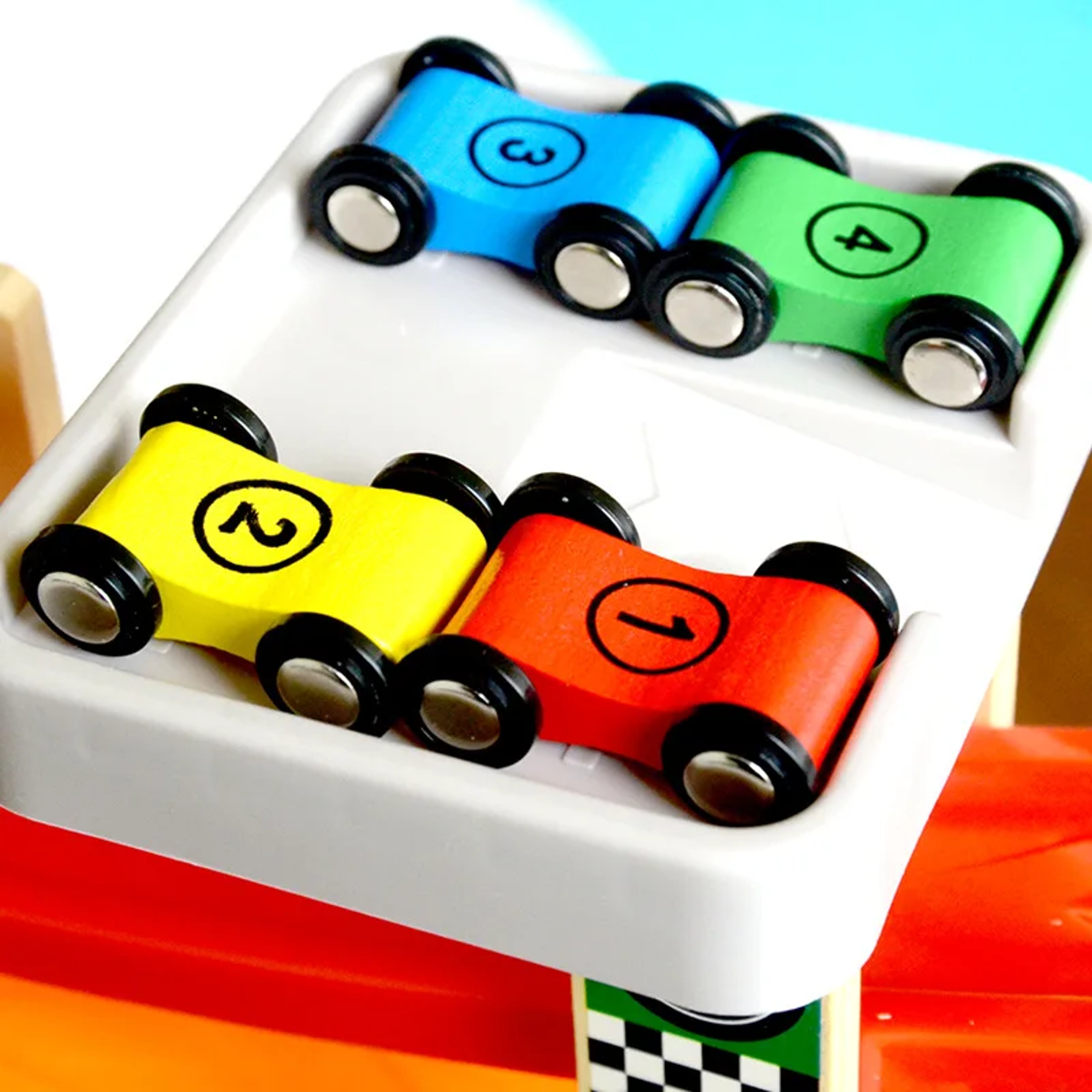 Wooden Gliding Car Toy Ramp Set For Kids  Colorful Mini Cars  Track Replacement 0