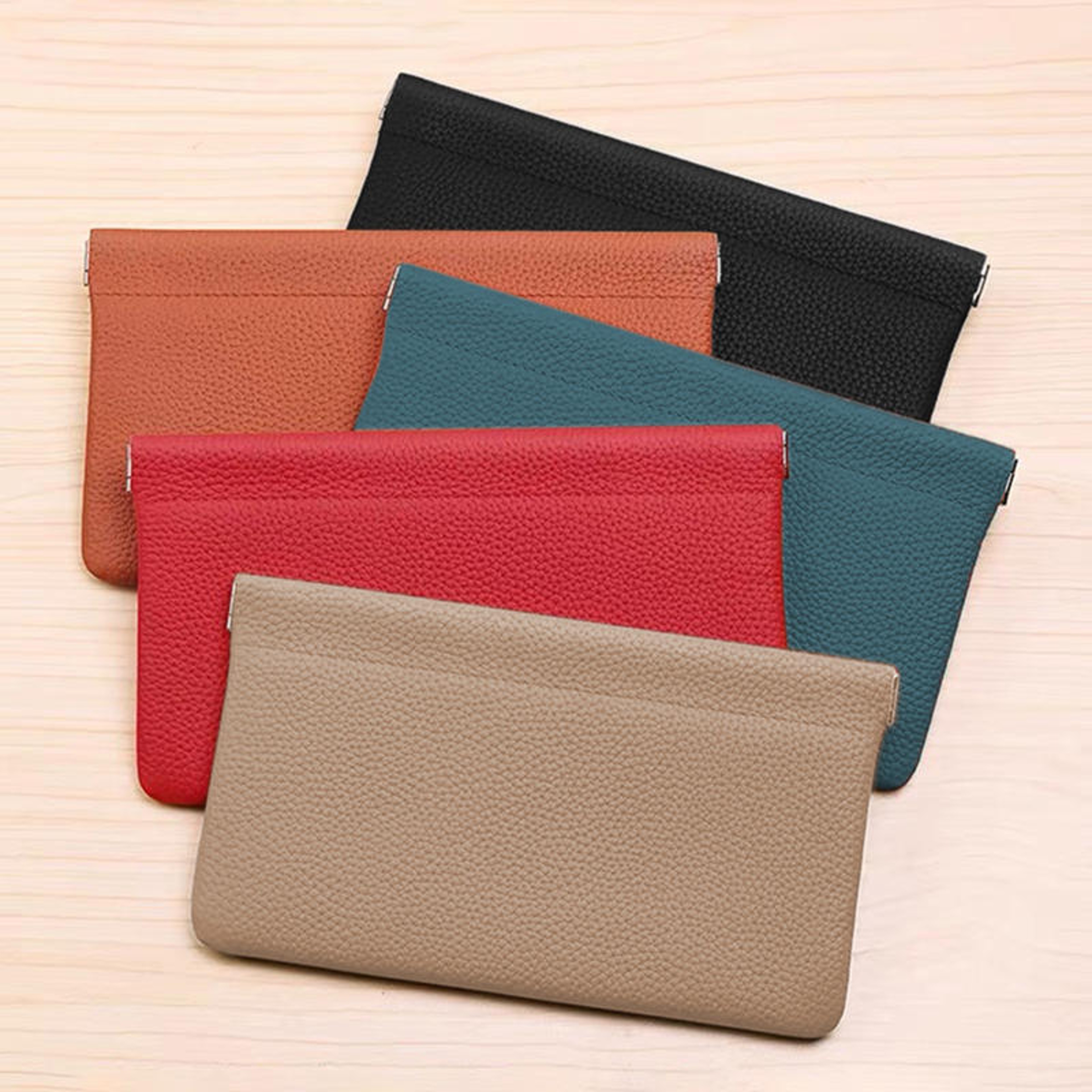 SelfClosing Artificial Leather Wallet  Passport Holder  MultiPurpose ID Cable Cash And Drivers Lice 2
