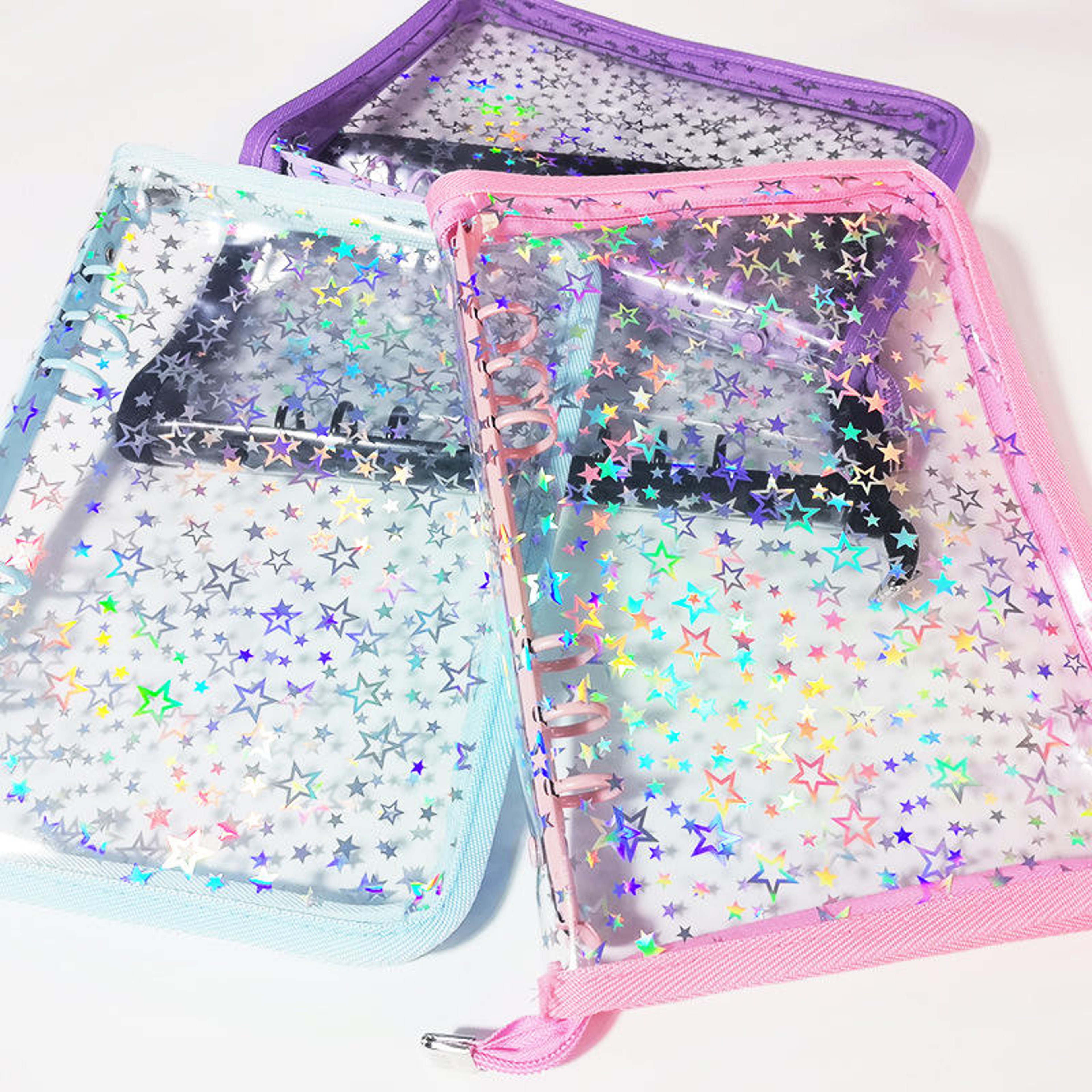 Laser Star Zipper Binder Collect Book  Transparent Kpop Idol Photo Album DIY Journal Stationery Org 1