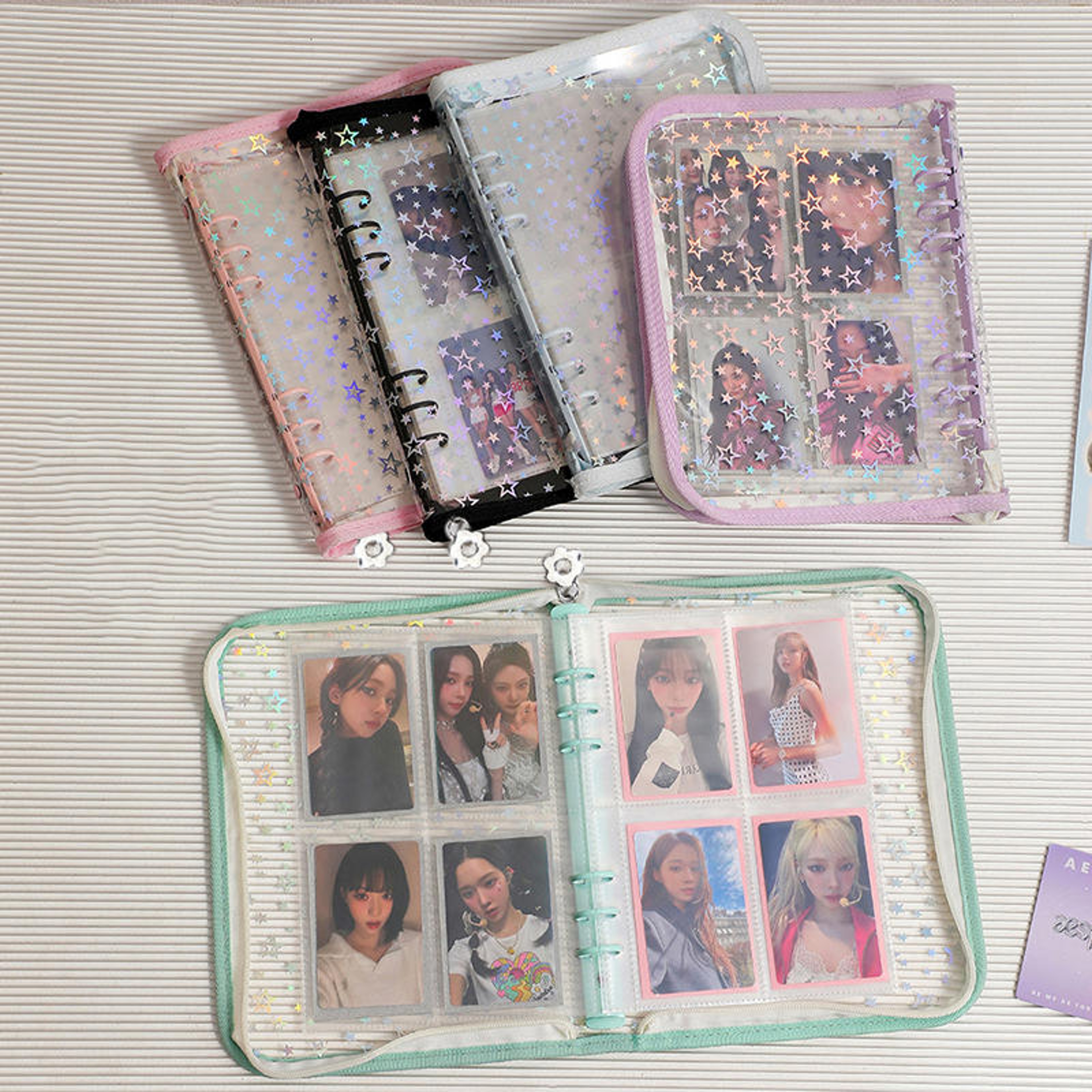 Laser Star Zipper Binder Collect Book  Transparent Kpop Idol Photo Album DIY Journal Stationery Org 3