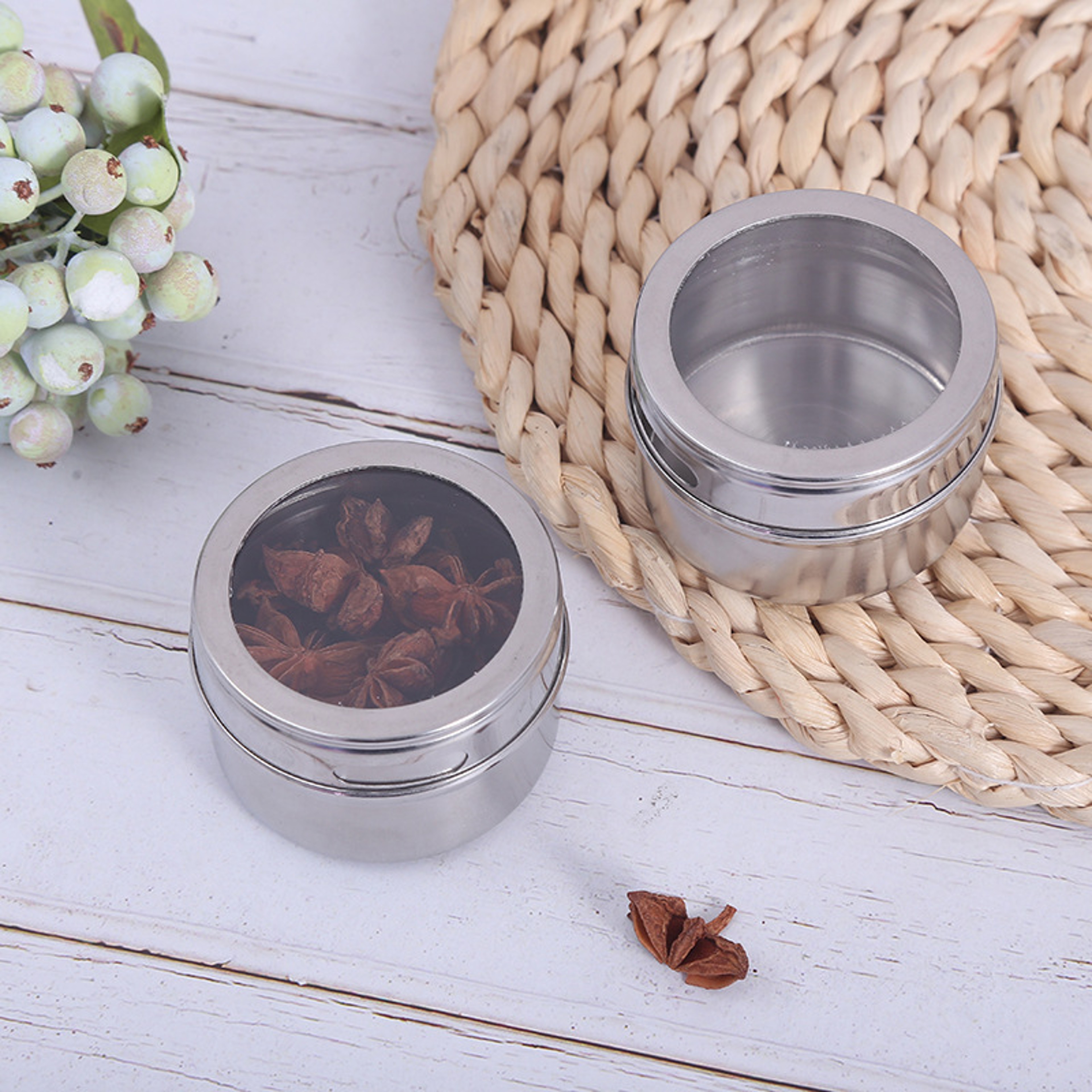 Magnetic Spice Jar Set  Stainless Steel Spice Storage Containers With Labels For Easy Organization 2